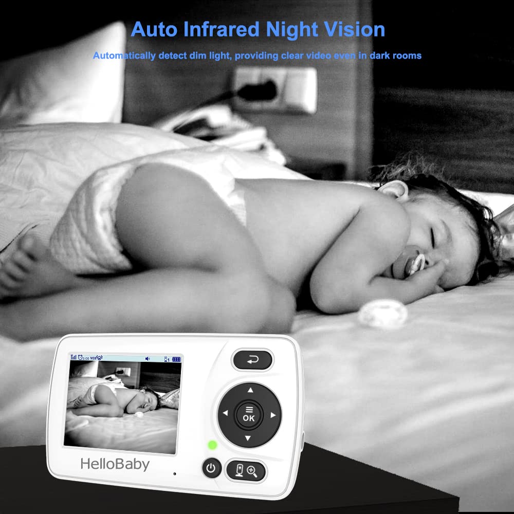 HelloBaby Baby Monitor,Hello Baby Monitor with Camera and Audio, 3.2''