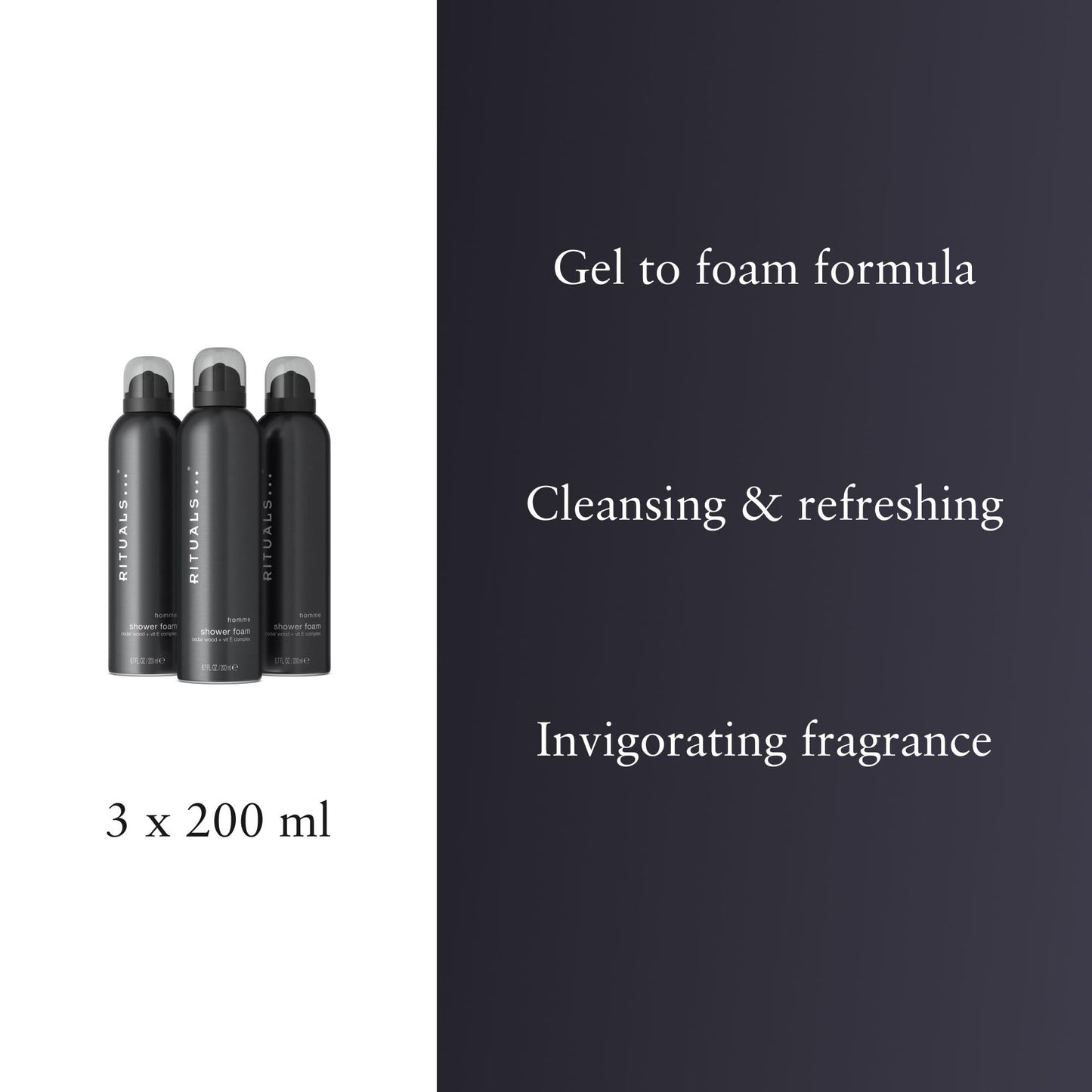 RITUALS Shower Foam Value Pack – The Ritual of Hammam, Sport and Homme - full size foaming shower gels - 3 x 200 ml