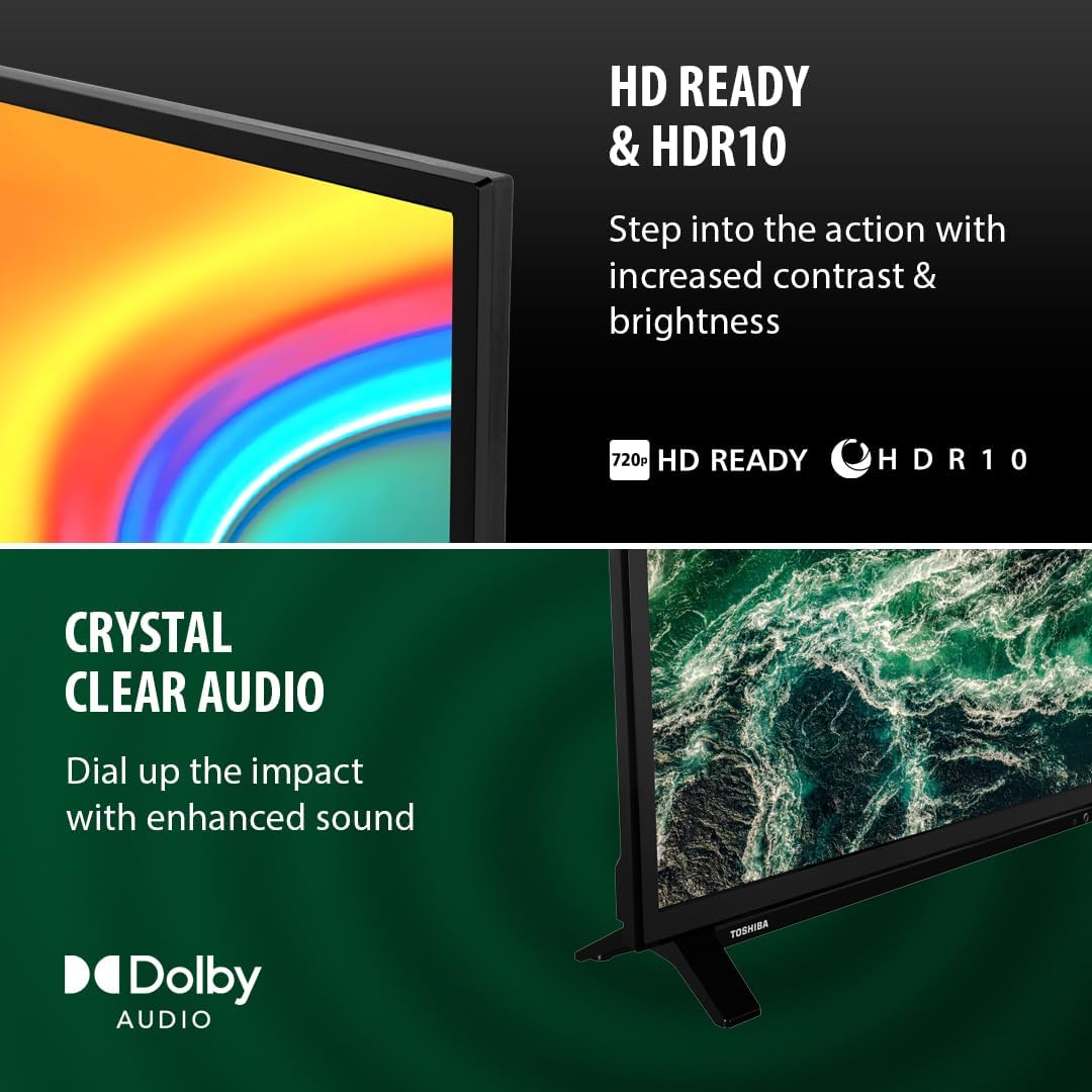 Toshiba 24WF2F53DB 24 Inch HD Ready Smart TV, TRU Resolution, TRU Micro Dimming, HDR10, Dolby Audio