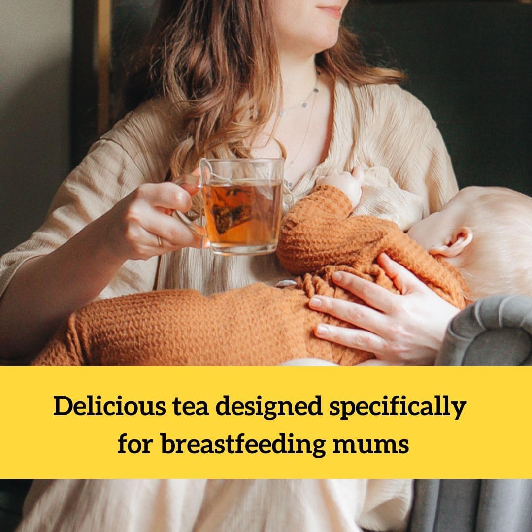 HOTTEA MAMA | Milk’s Up | Breastfeeding & Lactation Support Tea | Organic Fenugreek & Fennel | Caffeine-Free | Herbal Tea | 14 Whole Leaf Biodegradable Bags - Makes 28 Cups