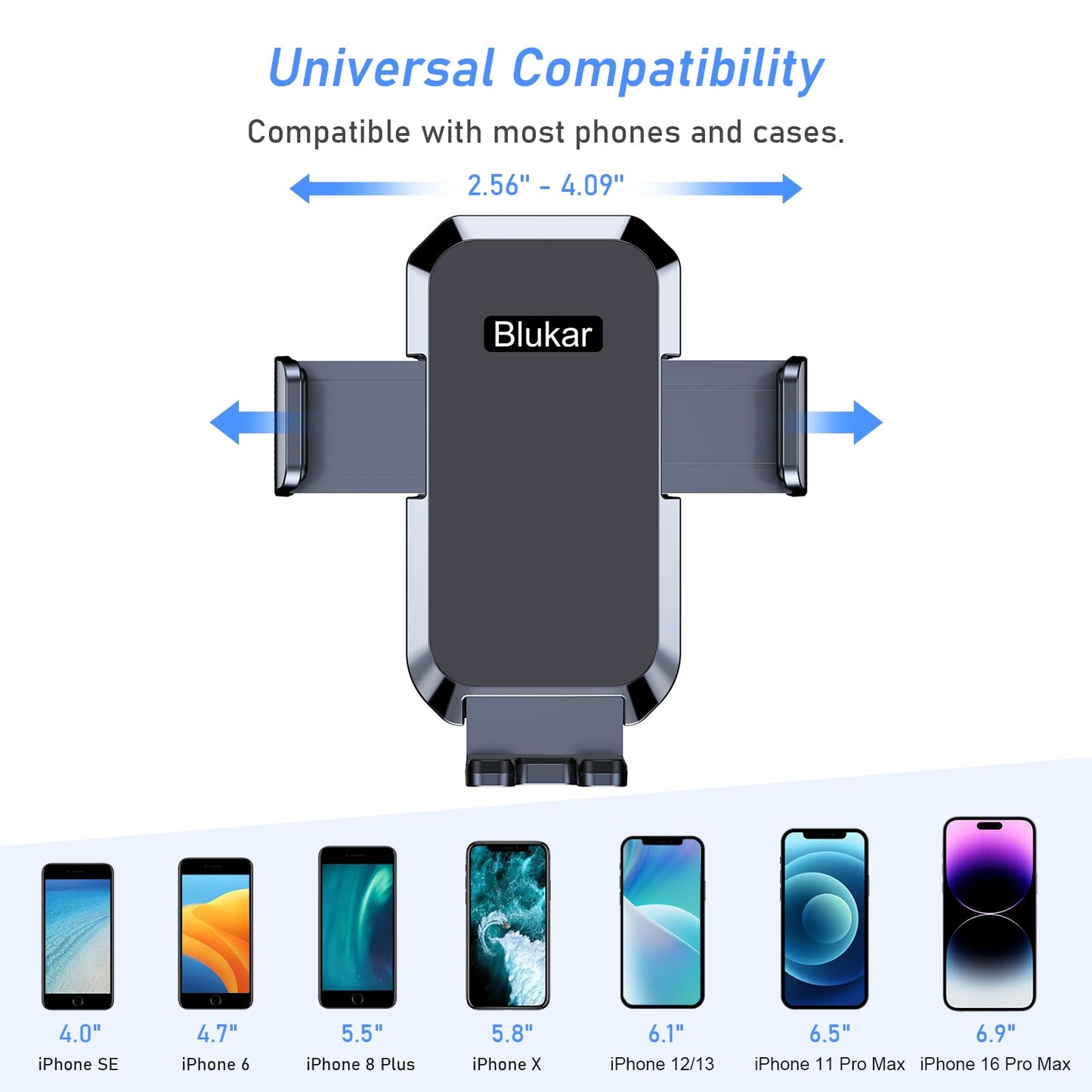 Blukar Car Phone Holder, Adjustable Car Phone Mount 360°