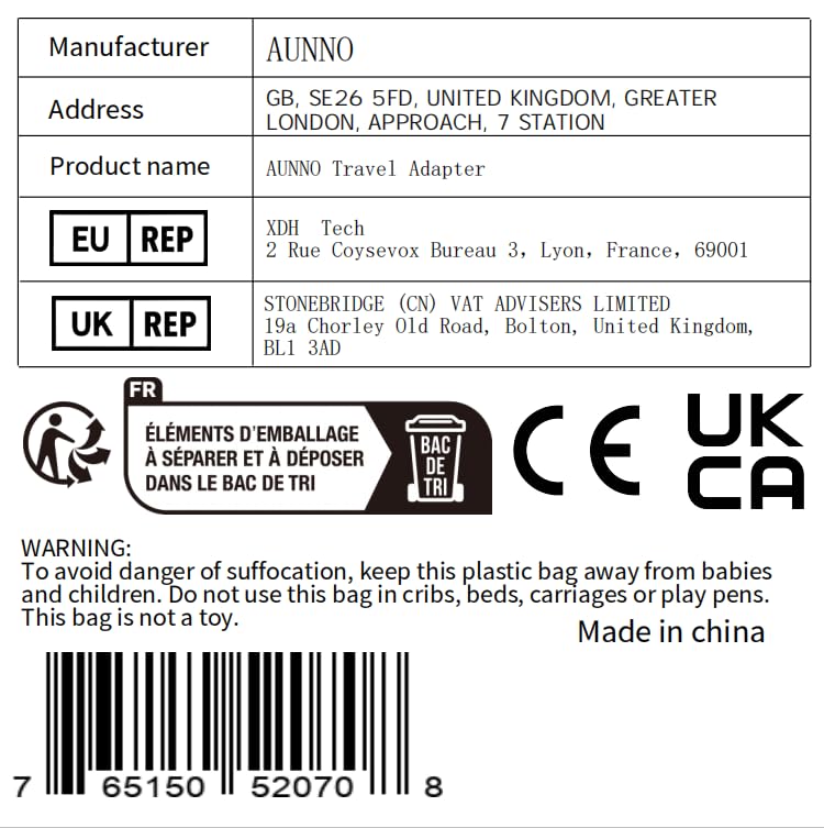 AUNNO Universal Travel Adapter, International Travel Plug