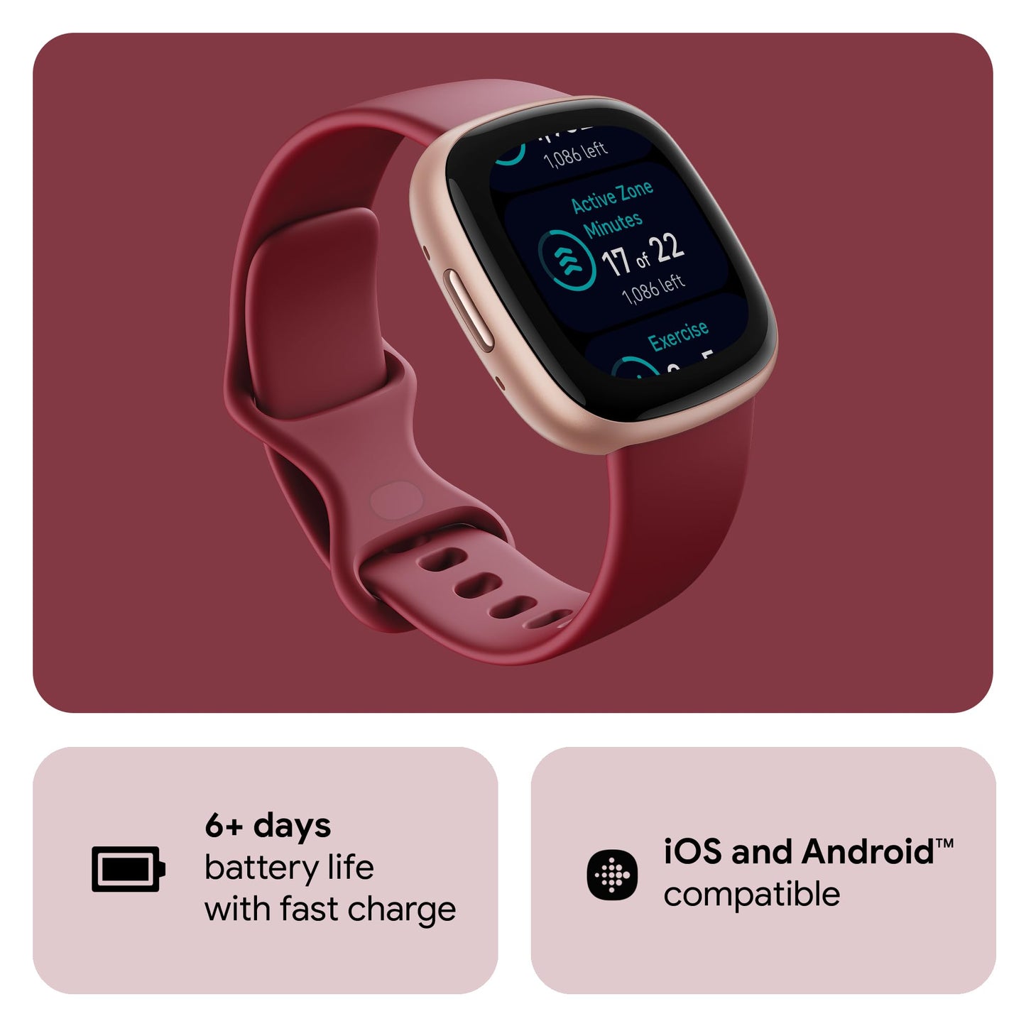 Google Fitbit Versa 4 Fitness Smartwatch with built-in GPS and up to 6 days battery life - compatible with iOS 15 or higher & Android OS 9.0 or higher