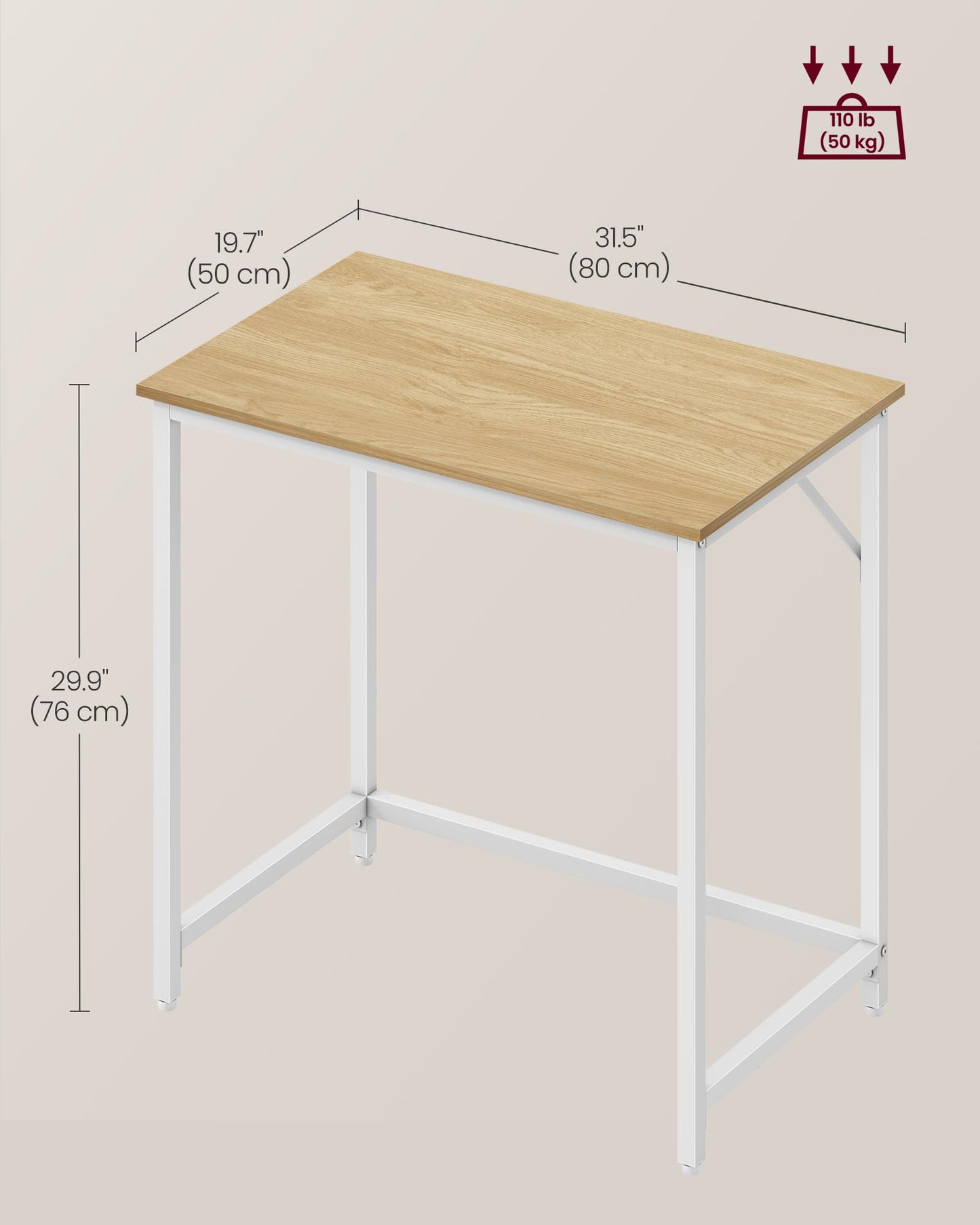 VASAGLE Computer Desk, Writing Desk, Small Office Table