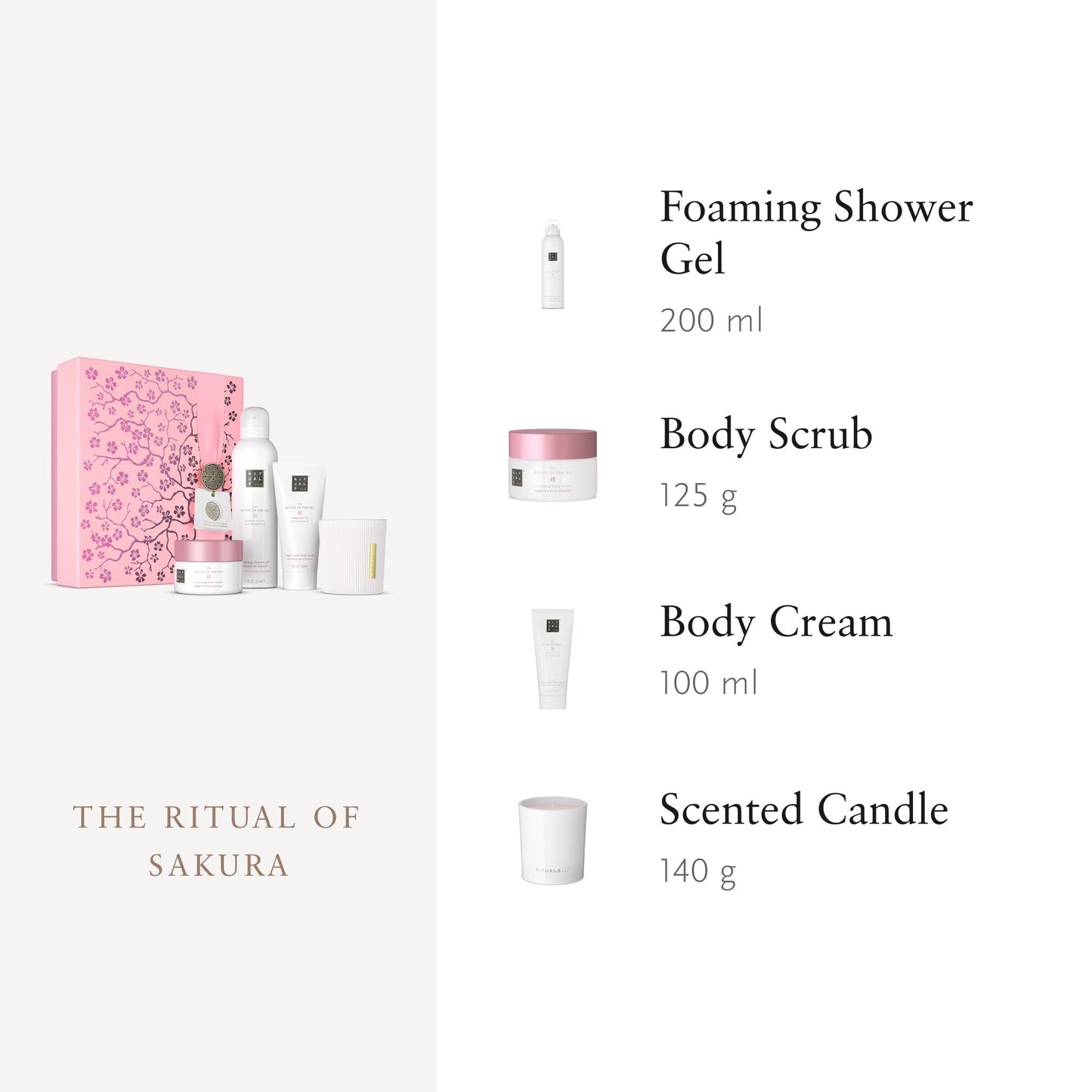 RITUALS Gift Set The Ritual of Sakura Small - Home and Skincare Products Enriched with Cherry Blossom and Rice Milk - Bath Gift Box with Renewing Properties