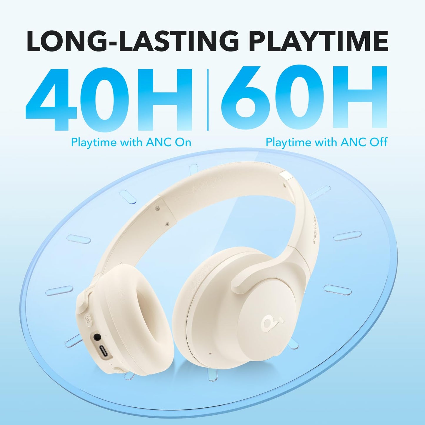 soundcore by Anker Q20i Hybrid Active Noise Cancelling Foldable Headphones, Wireless Over-Ear Bluetooth, 40H Long ANC Playtime, Hi-Res Audio, Big Bass, Customize via an App, Transparency Mode