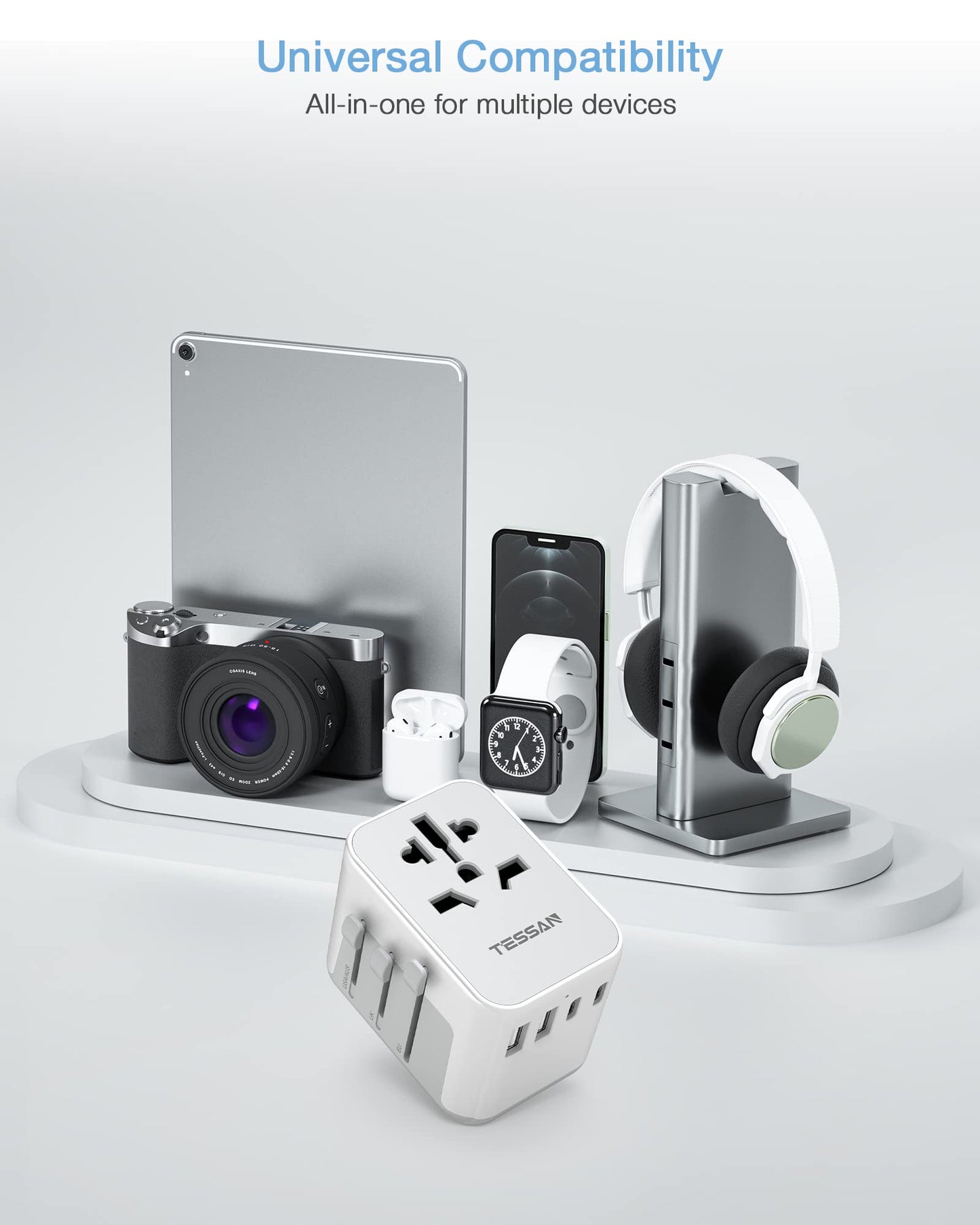 TESSAN Universal Travel Adapter Worldwide with 2 USB C and 2 USB A Ports