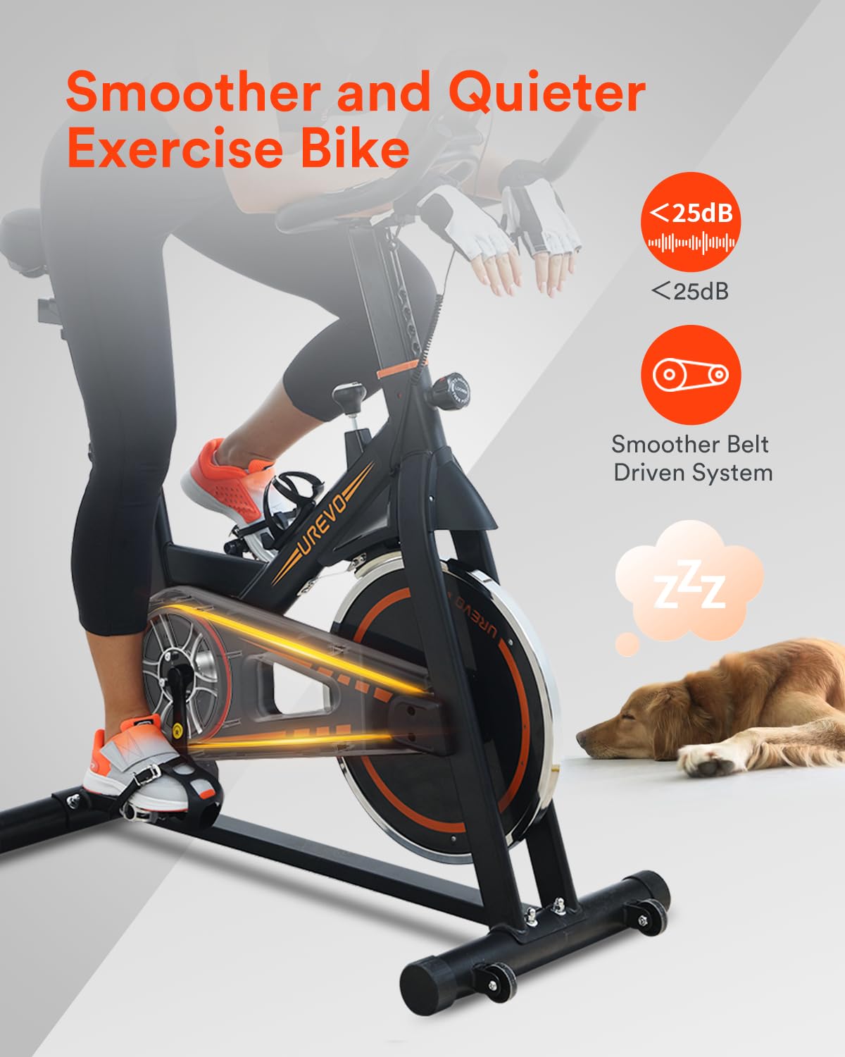 UREVO Magnetic Resistance Exercise Bike for Home, Indoor Cycling Bike with LCD Display, Stationary Spin Bike with 10kg Flywheel for Home Gym
