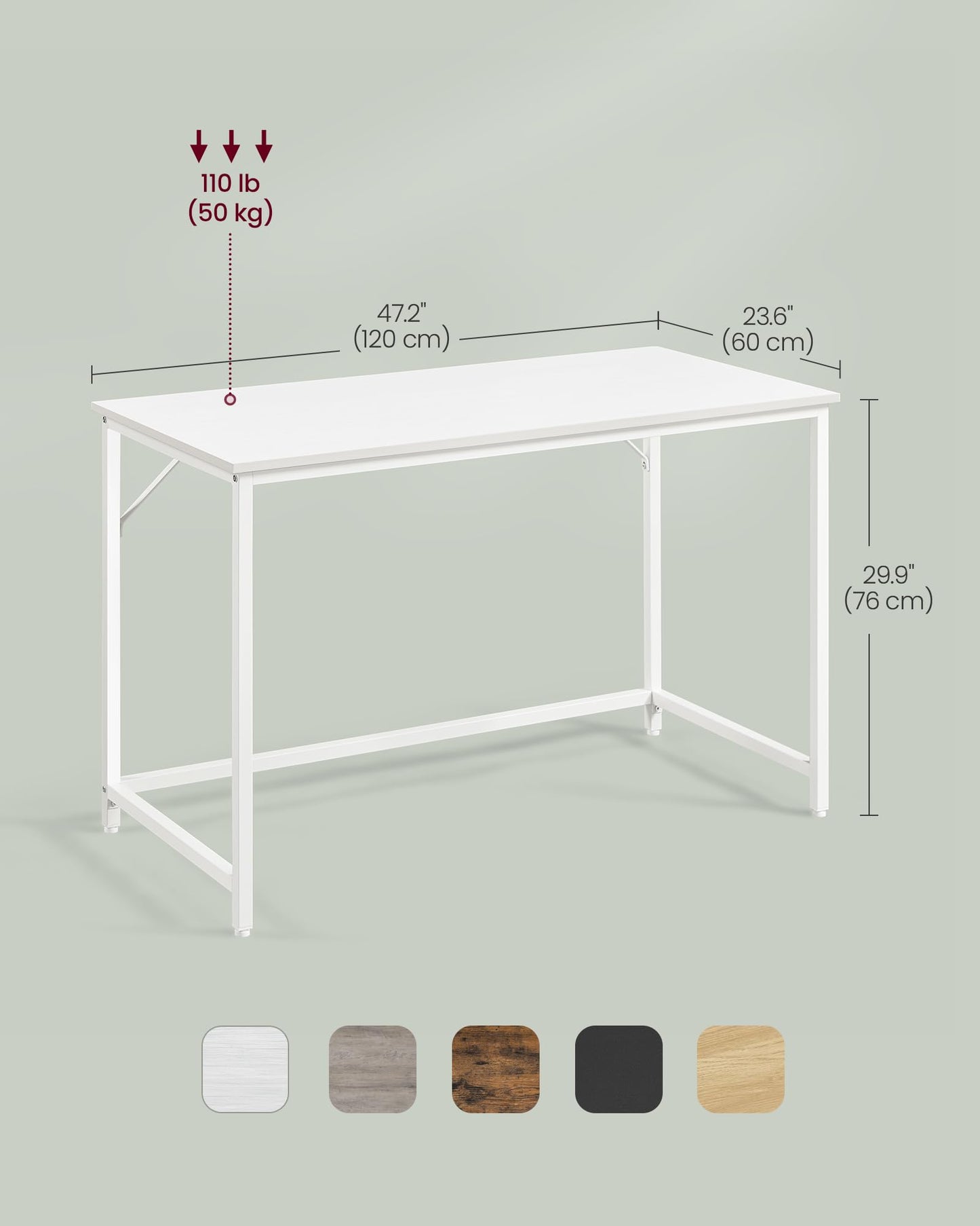 VASAGLE Computer Desk, Writing Desk, Small Office Table