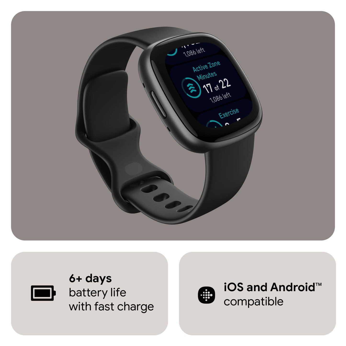 Google Fitbit Versa 4 Fitness Smartwatch with built-in GPS and up to 6 days battery life - compatible with iOS 15 or higher & Android OS 9.0 or higher