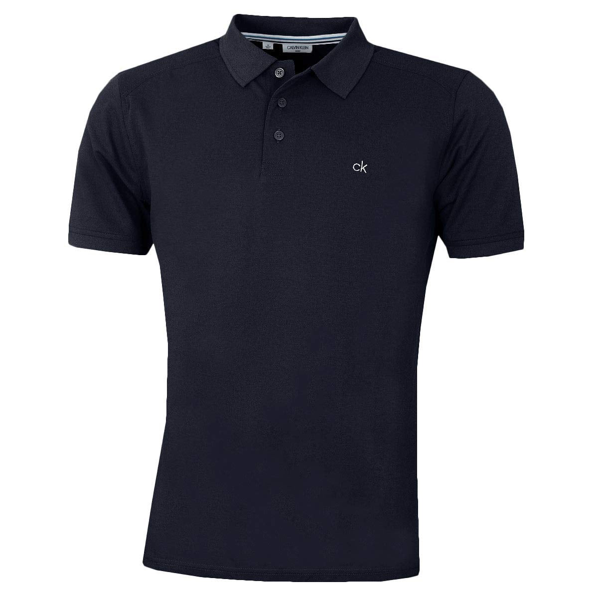 Calvin Klein Mens 2025 Campus 3 Button Ribbed Collar Golf Polo Shirt