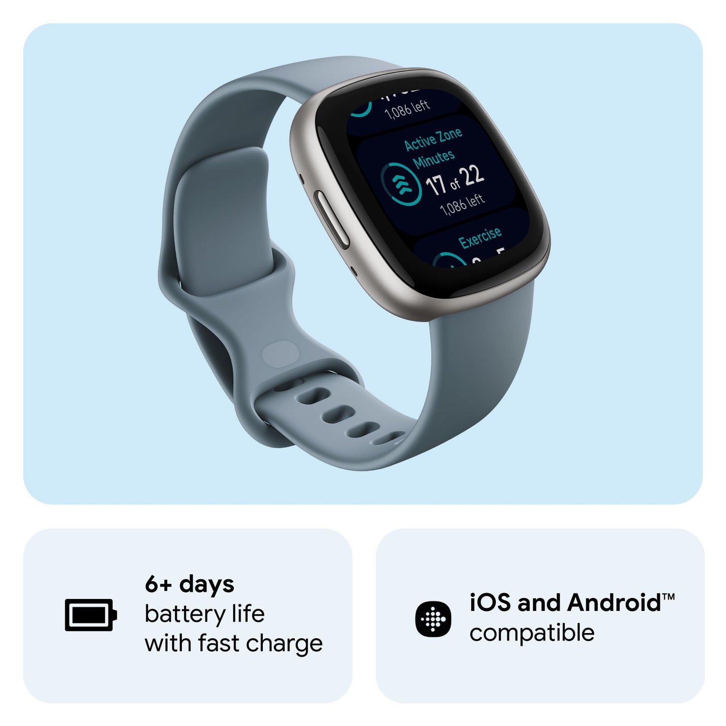 Google Fitbit Versa 4 Fitness Smartwatch with built-in GPS and up to 6 days battery life - compatible with iOS 15 or higher & Android OS 9.0 or higher
