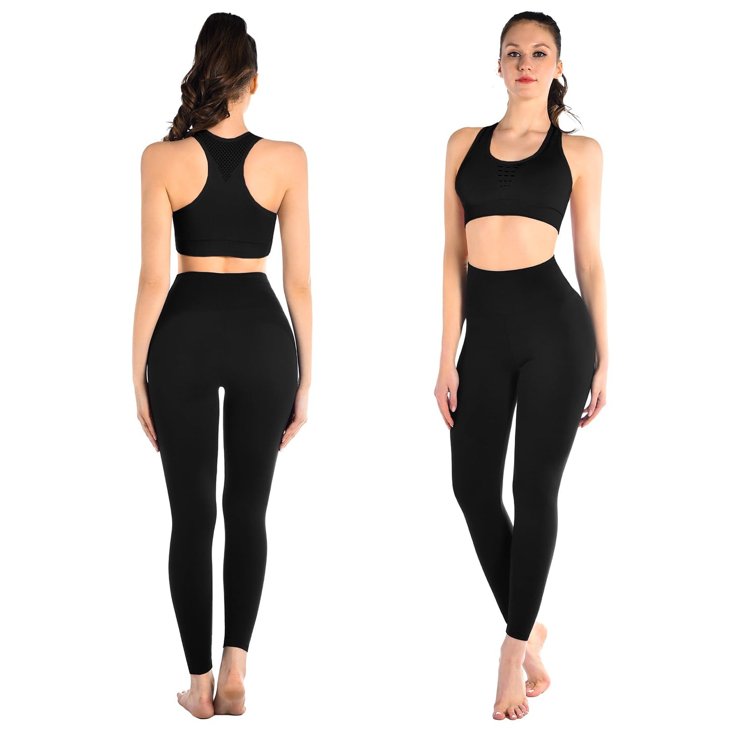 SINOPHANT Pack of 3 Women's High Waist Opaque Black Leggings for Gym Yoga Sports