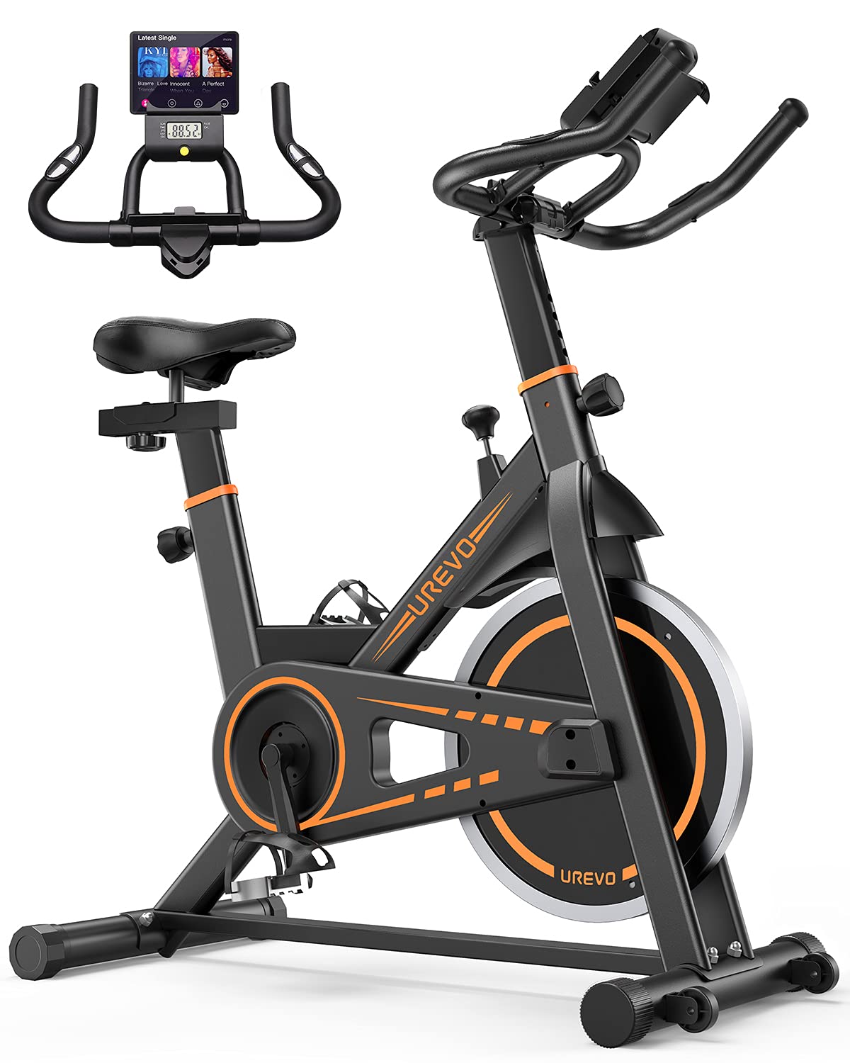 UREVO Magnetic Resistance Exercise Bike for Home, Indoor Cycling Bike with LCD Display, Stationary Spin Bike with 10kg Flywheel for Home Gym