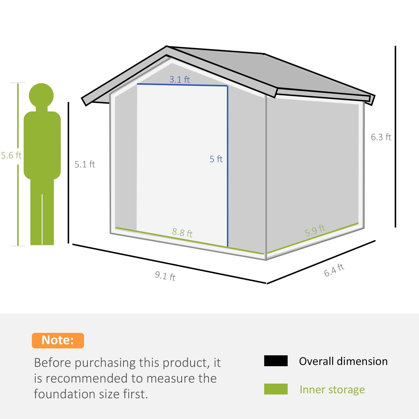 Outsunny 9 x 6ft Metal Garden Shed, Outdoor Storage Tool House with Ventilation Slots, Foundation Kit and Lockable Double Doors, Brown