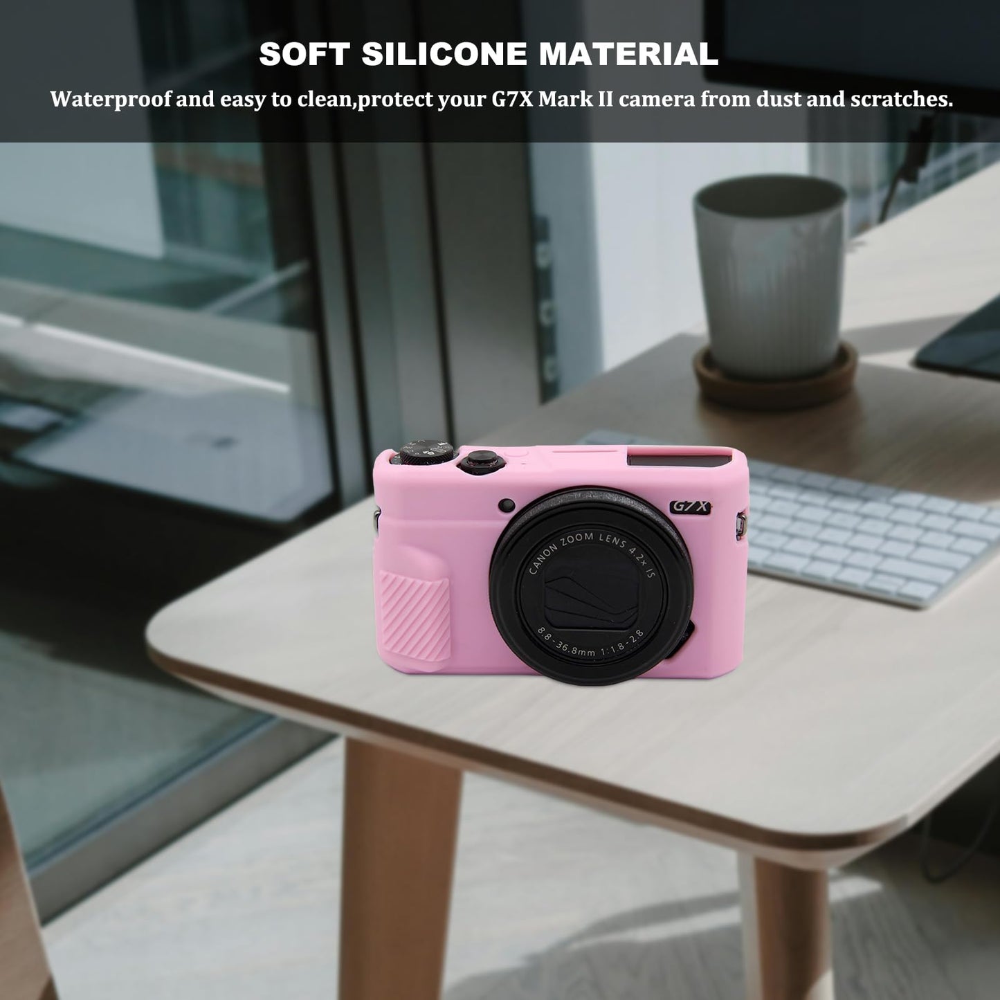 G7X Mark II Camera Case,Soft Silicone Protective Case Ultra-Thin Lightweight Cover for Canon PowerShot G7X Mark II Camera(No Lens Cover) (Pink)