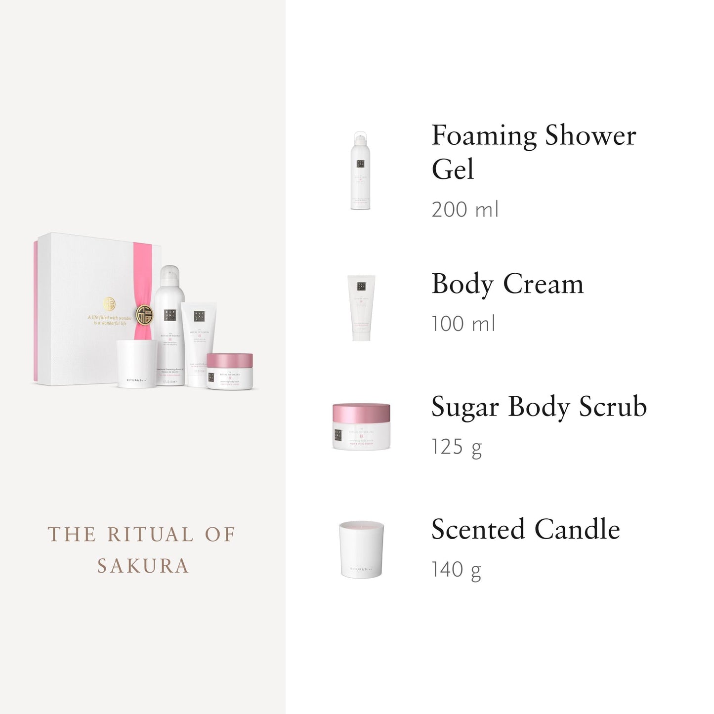 RITUALS Gift Set The Ritual of Sakura Small - Home and Skincare Products Enriched with Cherry Blossom and Rice Milk - Bath Gift Box with Renewing Properties