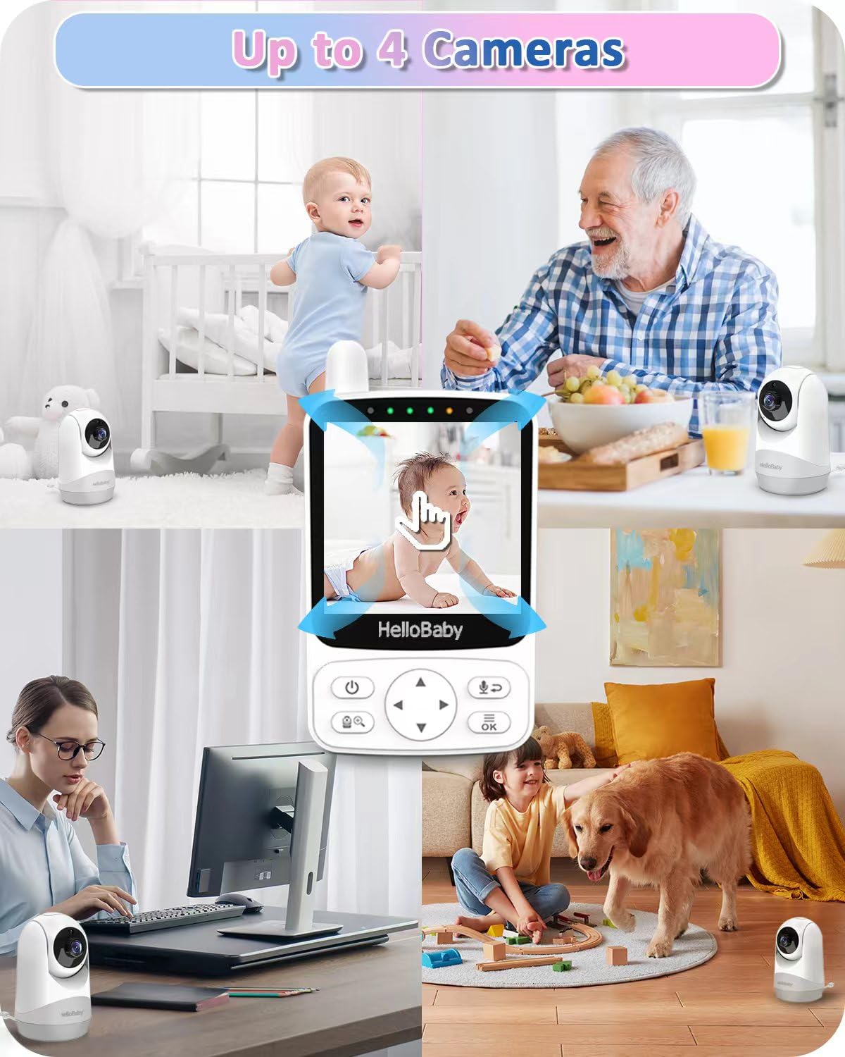 HelloBaby Baby Monitor,Hello Baby Monitor with Camera and Audio, 3.2''