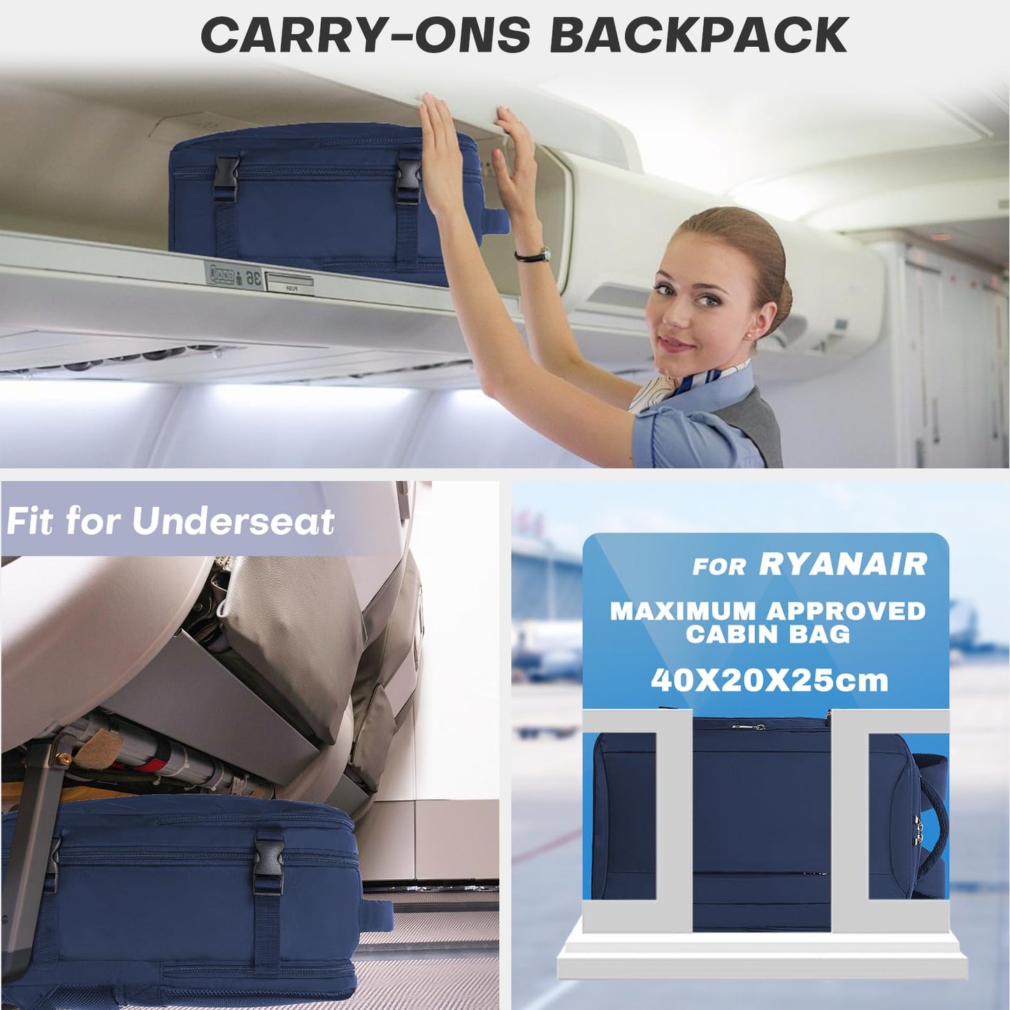 Xkdoai for Ryanair Cabin Bags 40x20x25