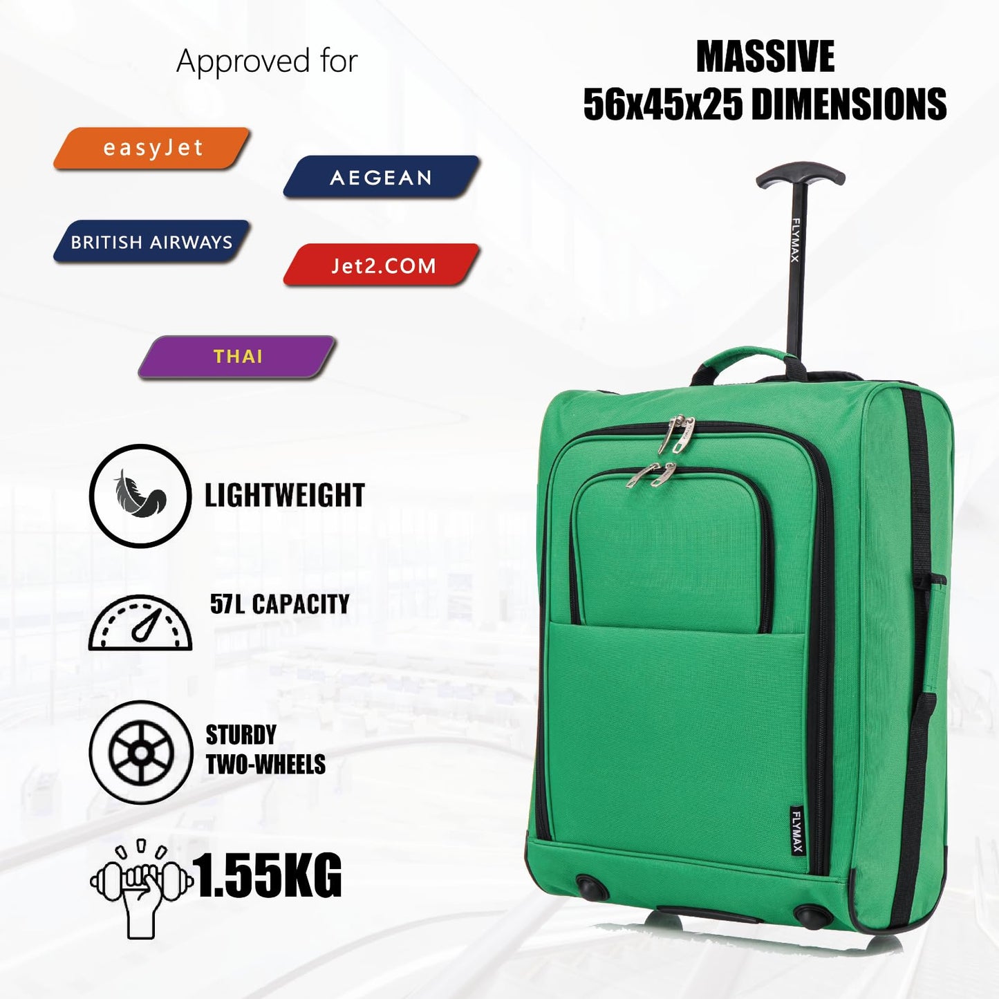 56x45x25 Easyjet Cabin Bag Hand Luggage Approved Cabin Case