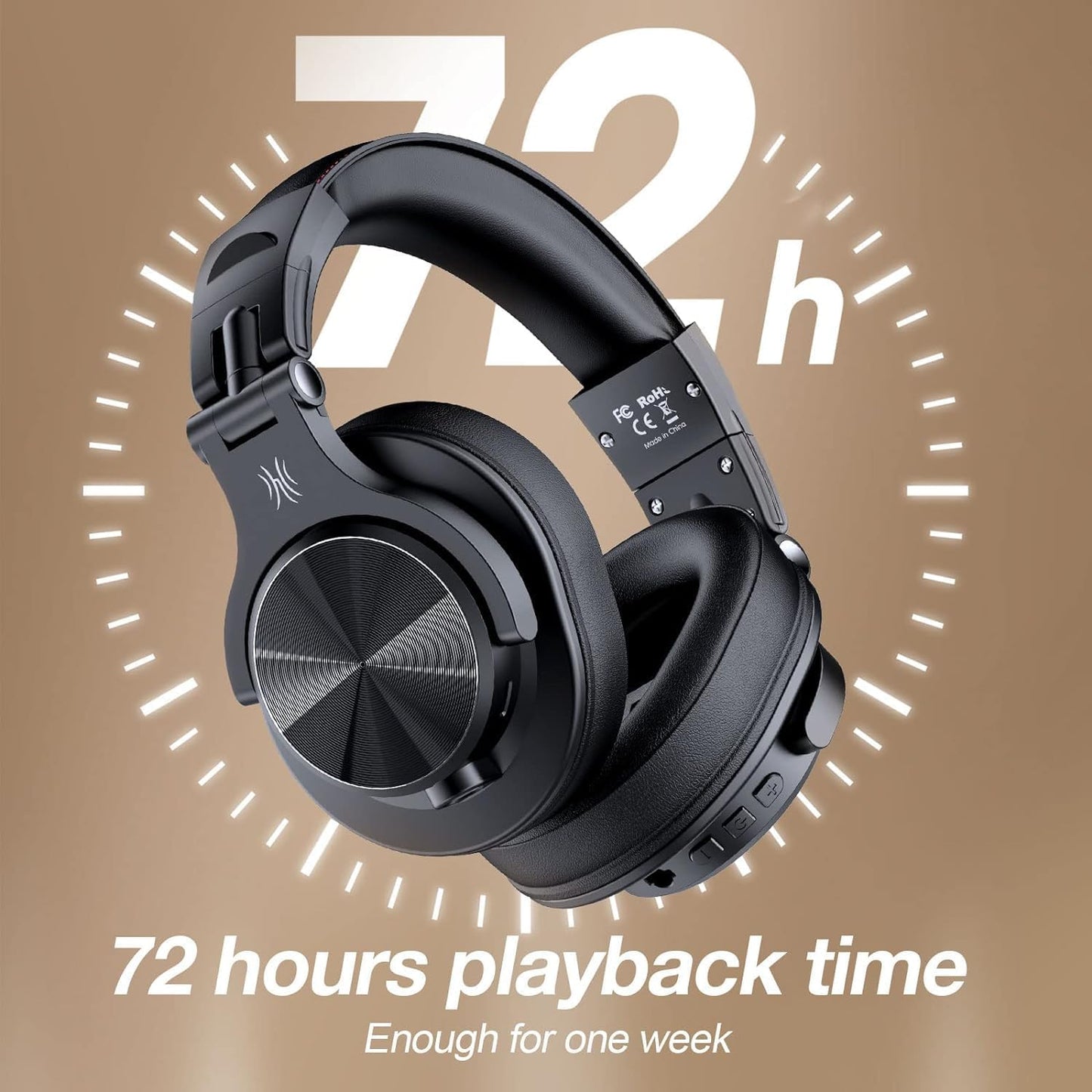 OneOdio A70 Bluetooth Headphones Over Ear, 72 Hrs Playtime, Monitor Level Stereo Sound Quality, Foldable Wireless&Wired DJ Headphone, Professional Studio Headphones for DJ/TV/PC/Phone