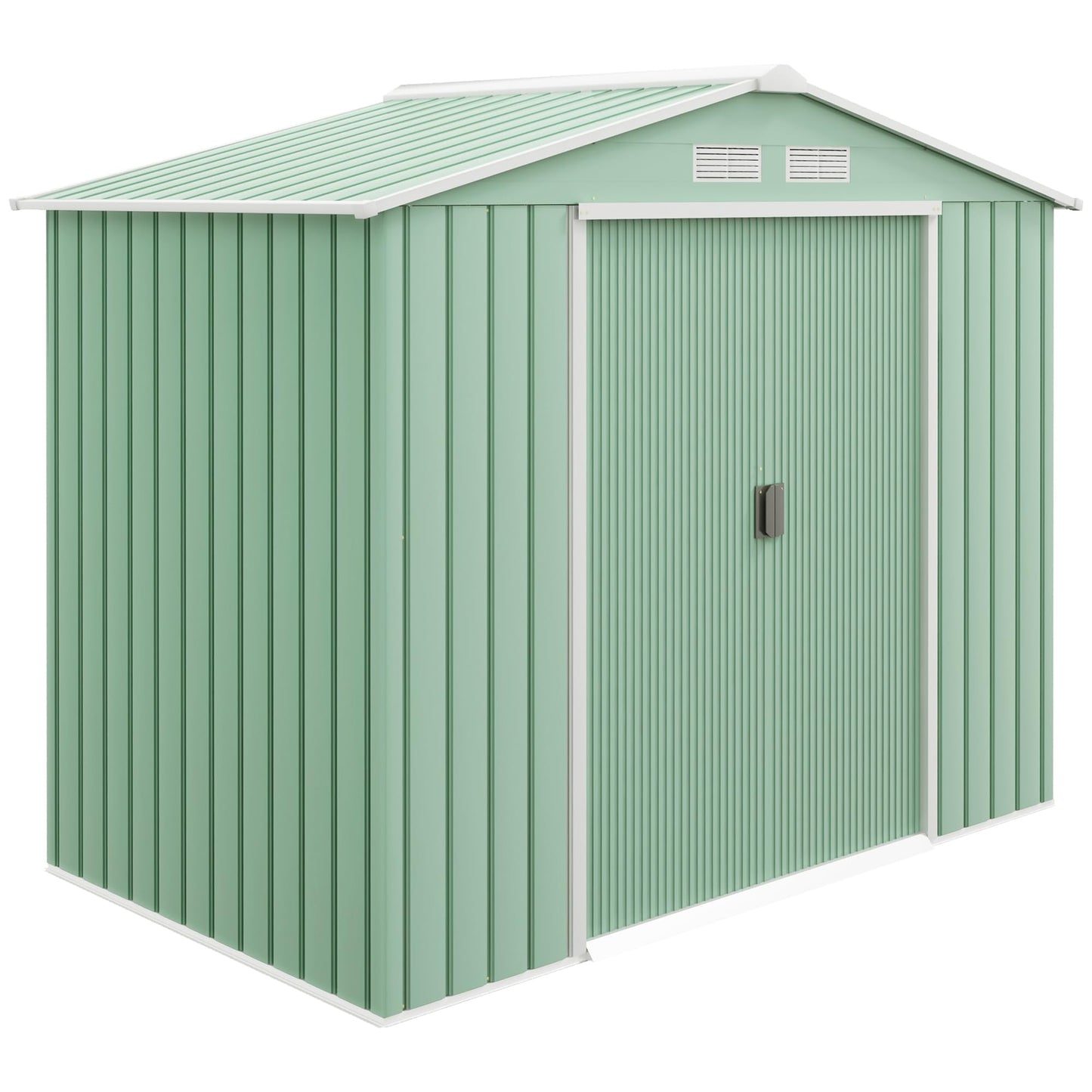 Outsunny 9 x 6ft Metal Garden Shed, Outdoor Storage Tool House with Ventilation Slots, Foundation Kit and Lockable Double Doors, Brown