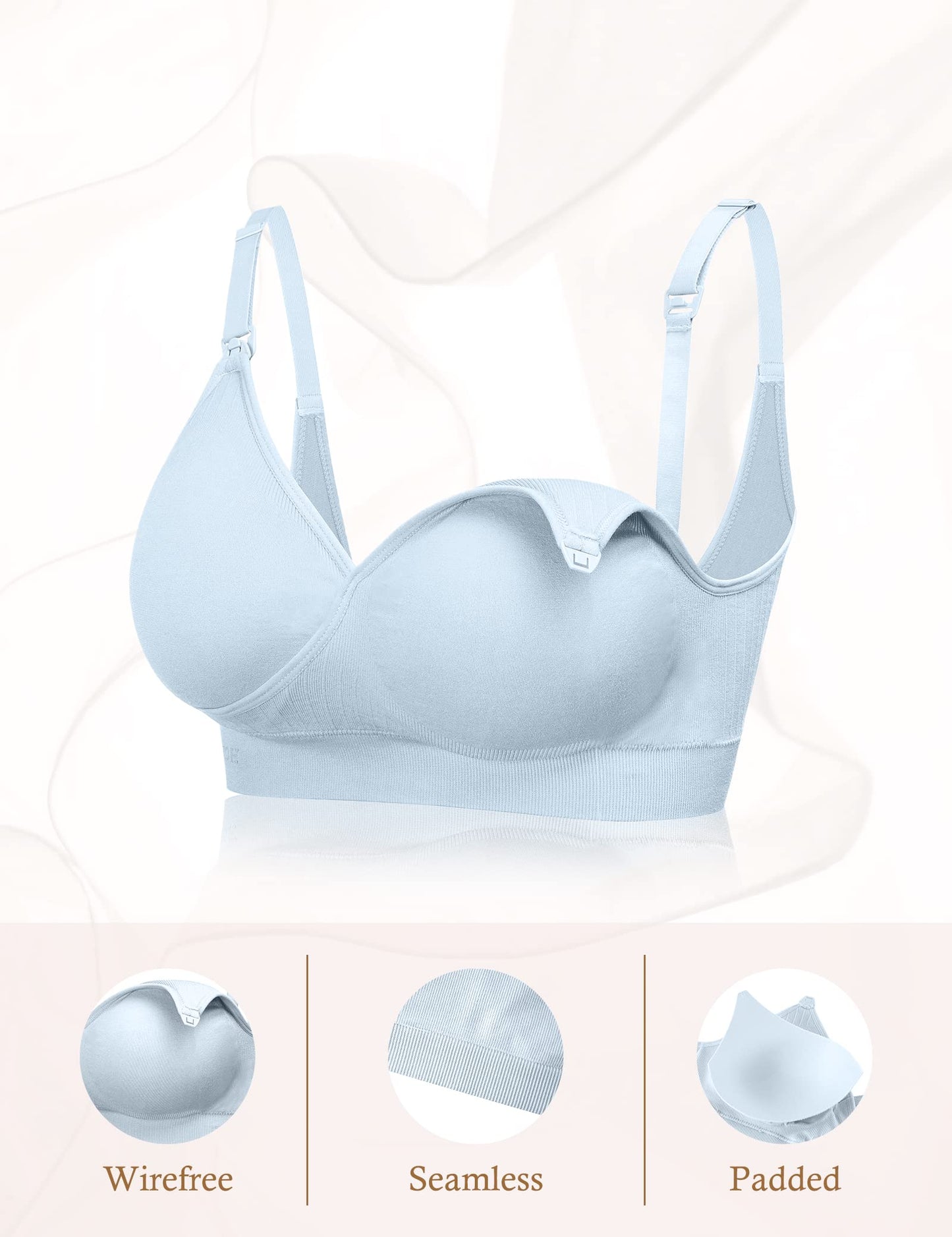 HOFISH 3PACK Full Bust Seamless Nursing Maternity Bras
