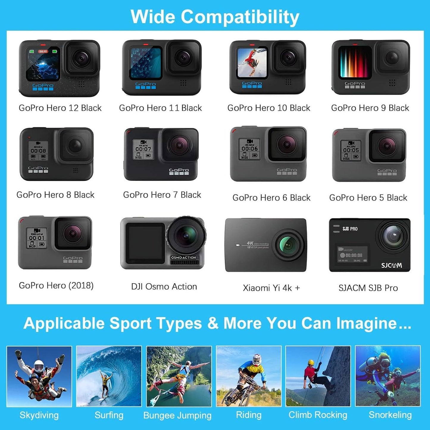 Artman Action Camera Accessories Kit 60-In-1 for GoPro Hero 13 12 11 10 9 Insta360 X4 X3 X2 GO3S DJI OSMO Action 5 4 3 SJCAM DBPOWER AKASO VicTsing APEMAN WiMiUS QUMOX Lightdow Campark Sony Sports DV