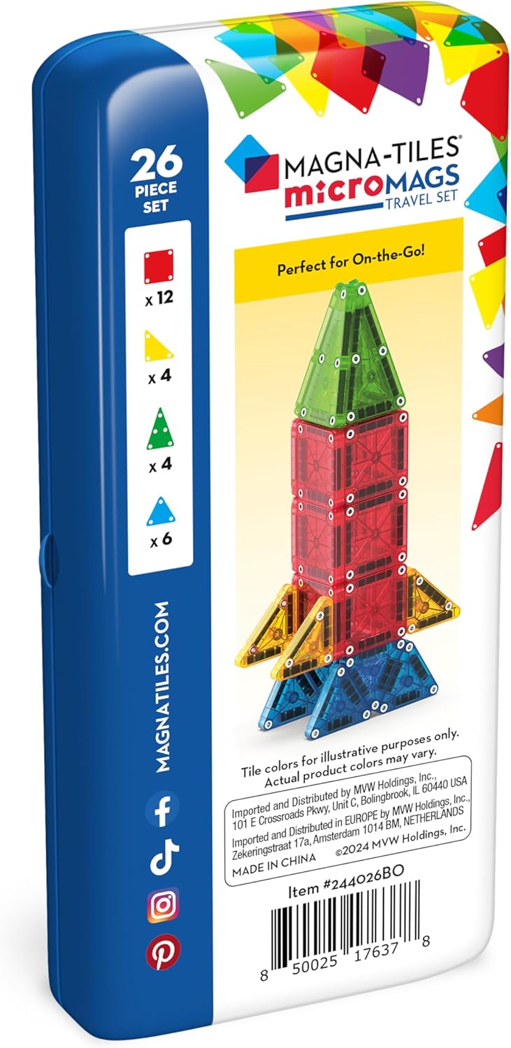 Magna-Tiles microMAGS 26-Piece Travel Magnetic Construction Set