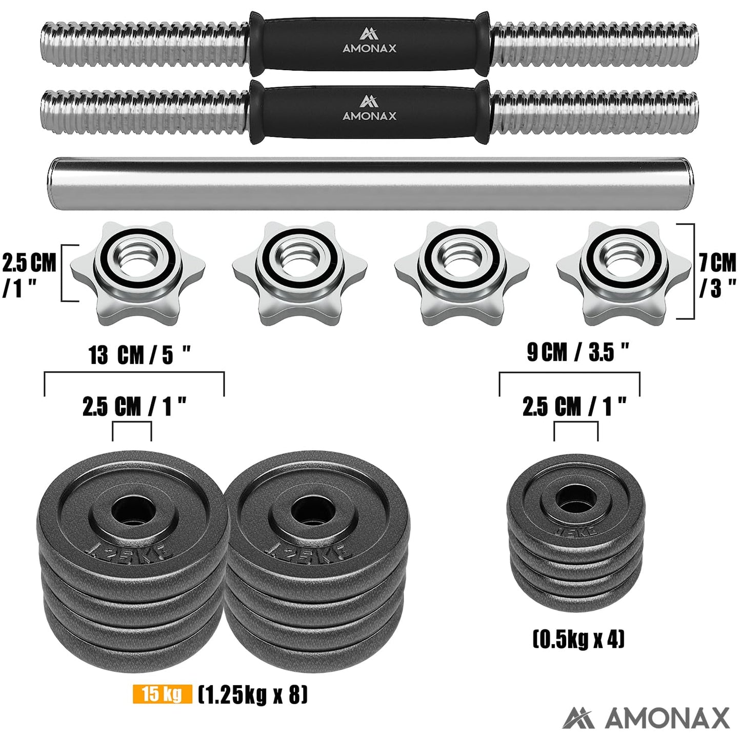Amonax 20kg 30kg Cast Iron Adjustable Dumbbells