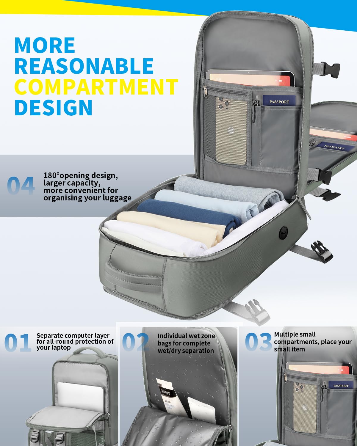 Cabin Bags for Ryanair 40x20x25 Underseat Travel Bag