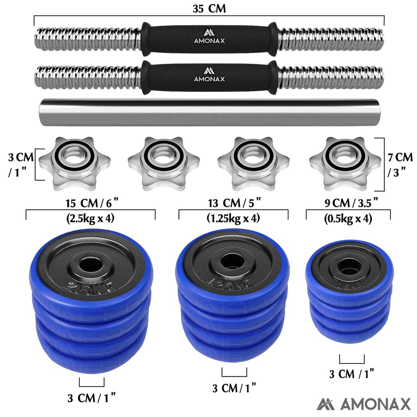 Amonax 20kg 30kg Cast Iron Adjustable Dumbbells