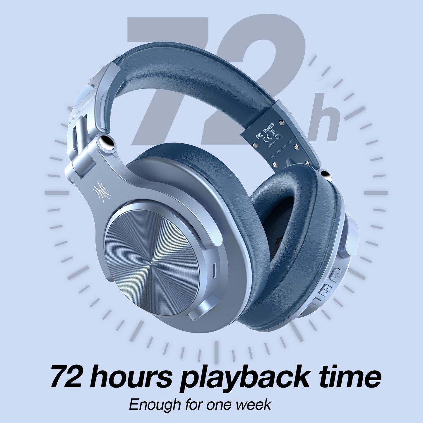OneOdio A70 Bluetooth Headphones Over Ear, 72 Hrs Playtime, Monitor Level Stereo Sound Quality, Foldable Wireless&Wired DJ Headphone, Professional Studio Headphones for DJ/TV/PC/Phone