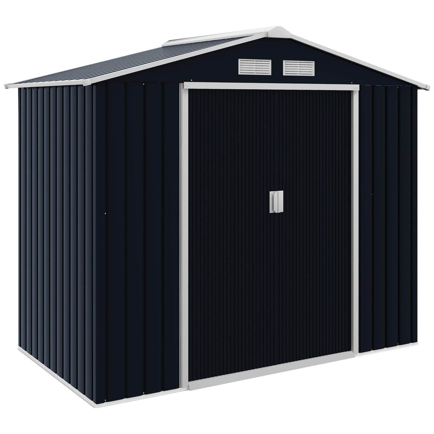 Outsunny 9 x 6ft Metal Garden Shed, Outdoor Storage Tool House with Ventilation Slots, Foundation Kit and Lockable Double Doors, Brown