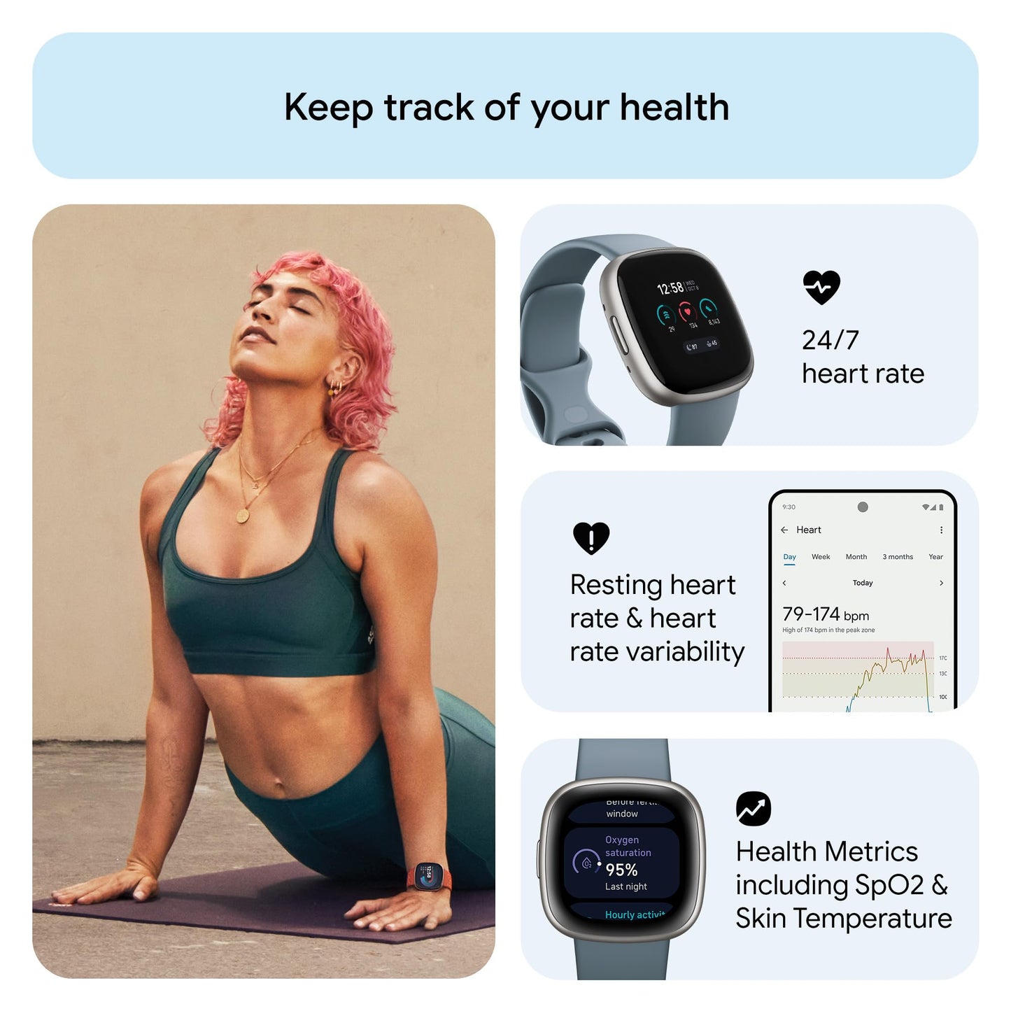 Google Fitbit Versa 4 Fitness Smartwatch with built-in GPS and up to 6 days battery life - compatible with iOS 15 or higher & Android OS 9.0 or higher