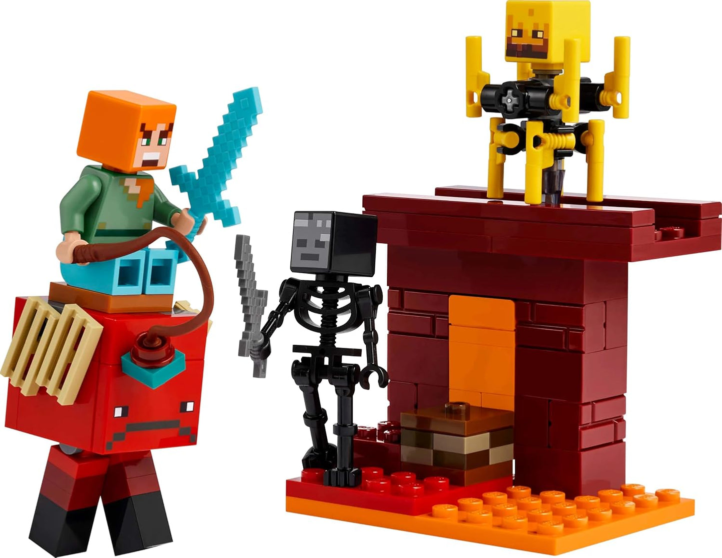 LEGO Minecraft The Nether Lava Battle Building Toy Set with an Alex Figure