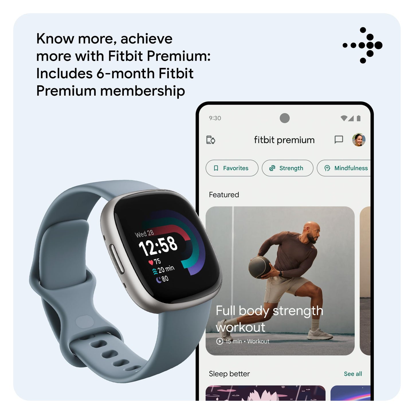 Google Fitbit Versa 4 Fitness Smartwatch with built-in GPS and up to 6 days battery life - compatible with iOS 15 or higher & Android OS 9.0 or higher