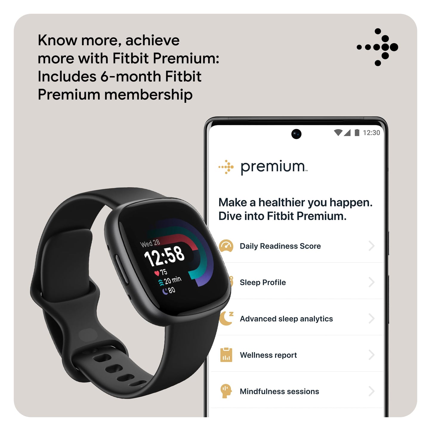 Google Fitbit Versa 4 Fitness Smartwatch with built-in GPS and up to 6 days battery life - compatible with iOS 15 or higher & Android OS 9.0 or higher