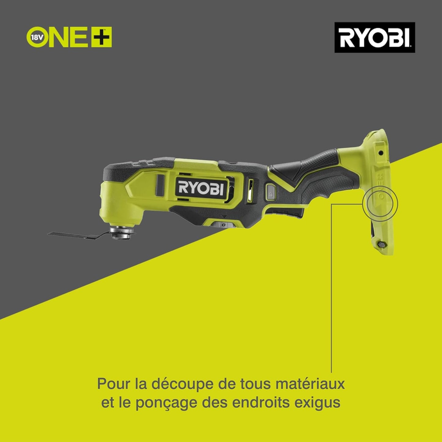 RYOBI RMT18-0 18V ONE+ Cordless Multi-Tool (Bare Tool), Hyper Green