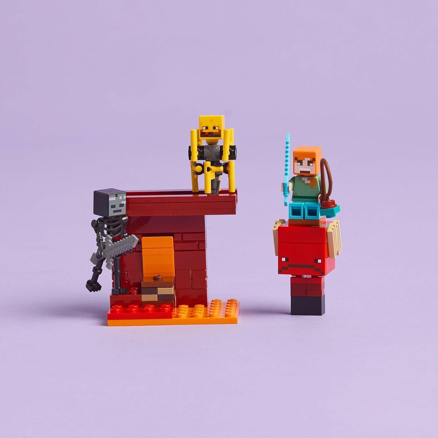 LEGO Minecraft The Nether Lava Battle Building Toy Set with an Alex Figure