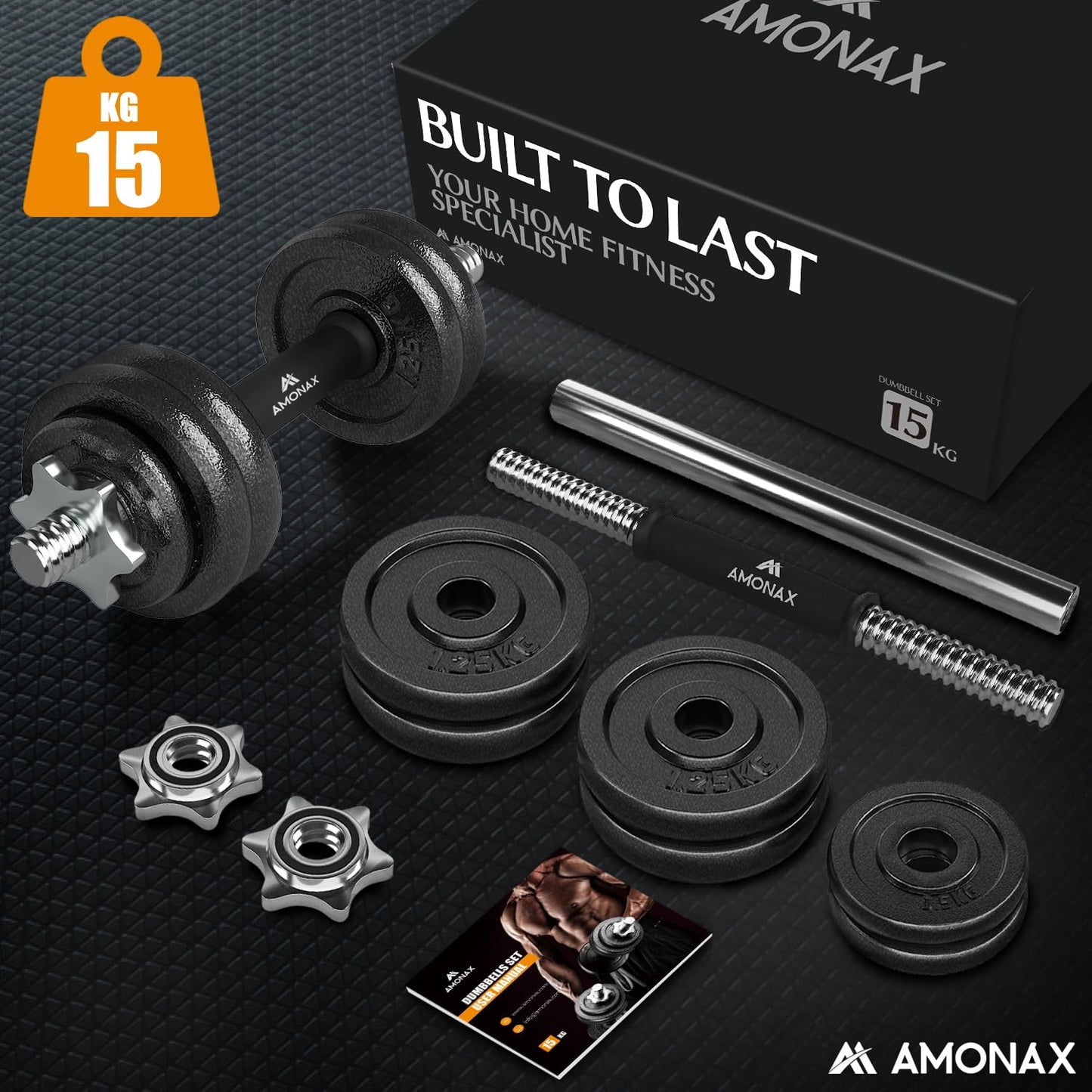 Amonax 20kg 30kg Cast Iron Adjustable Dumbbells