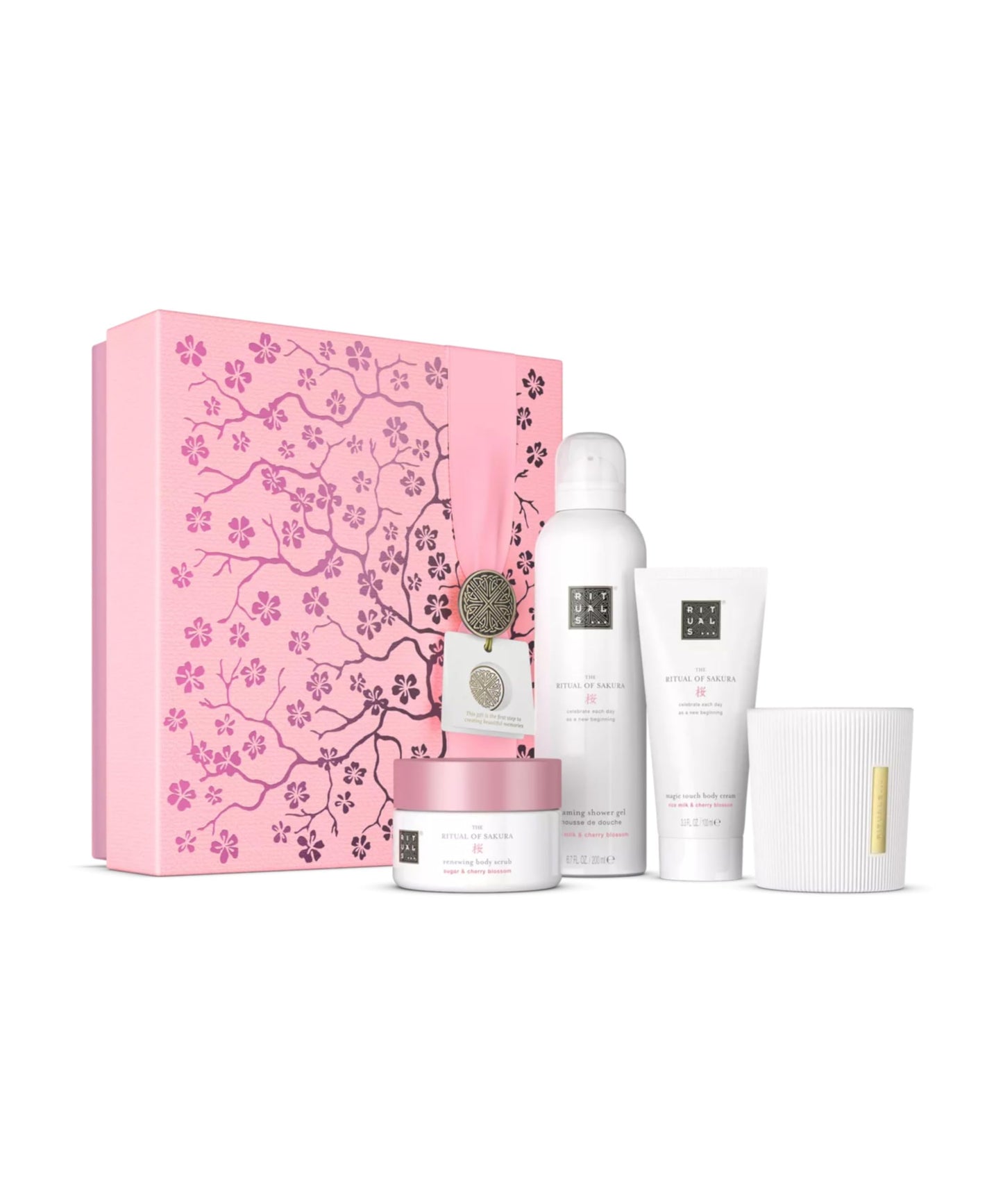 RITUALS Gift Set The Ritual of Sakura Small - Home and Skincare Products Enriched with Cherry Blossom and Rice Milk - Bath Gift Box with Renewing Properties