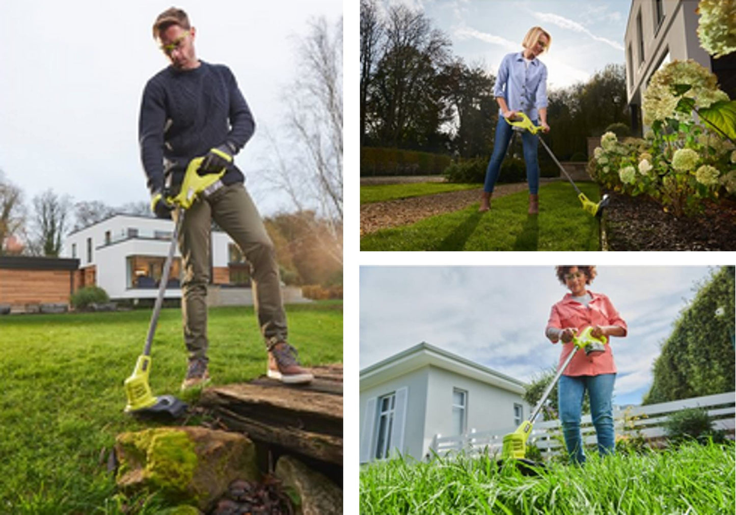 Ryobi 18V ONE+ Cordless Lawnmower and Grass Trimmer Kit (1 x 4.0Ah), Green