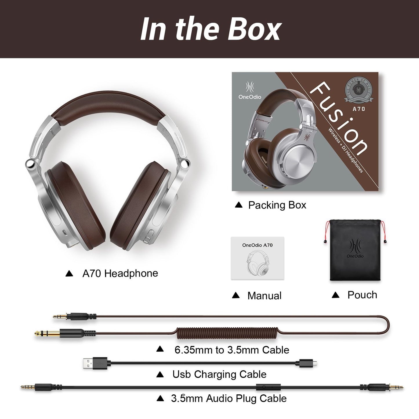 OneOdio A70 Bluetooth Headphones Over Ear, 72 Hrs Playtime, Monitor Level Stereo Sound Quality, Foldable Wireless&Wired DJ Headphone, Professional Studio Headphones for DJ/TV/PC/Phone
