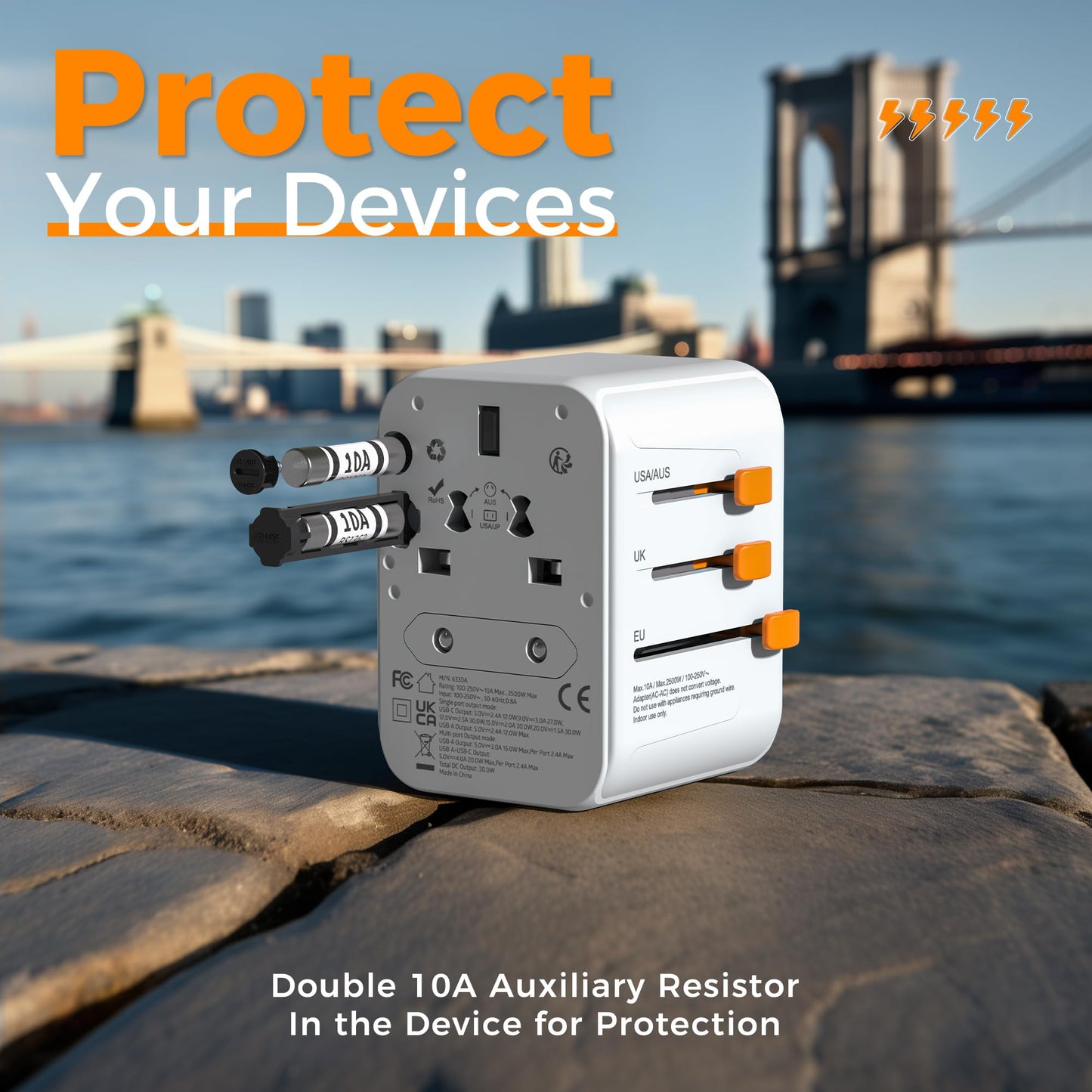 TESSAN Universal Travel Adapter Worldwide with 2 USB C and 2 USB A Ports