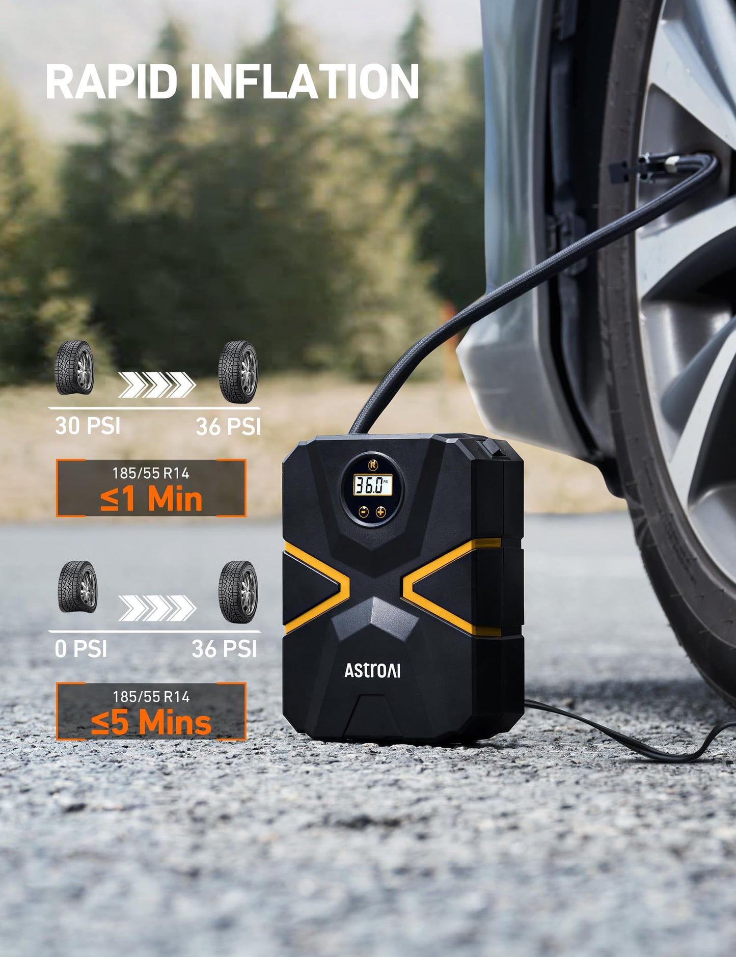 AstroAI Tyre Inflator Air Compressor 12V DC, Digital Car Tyre Pump 150 PSI