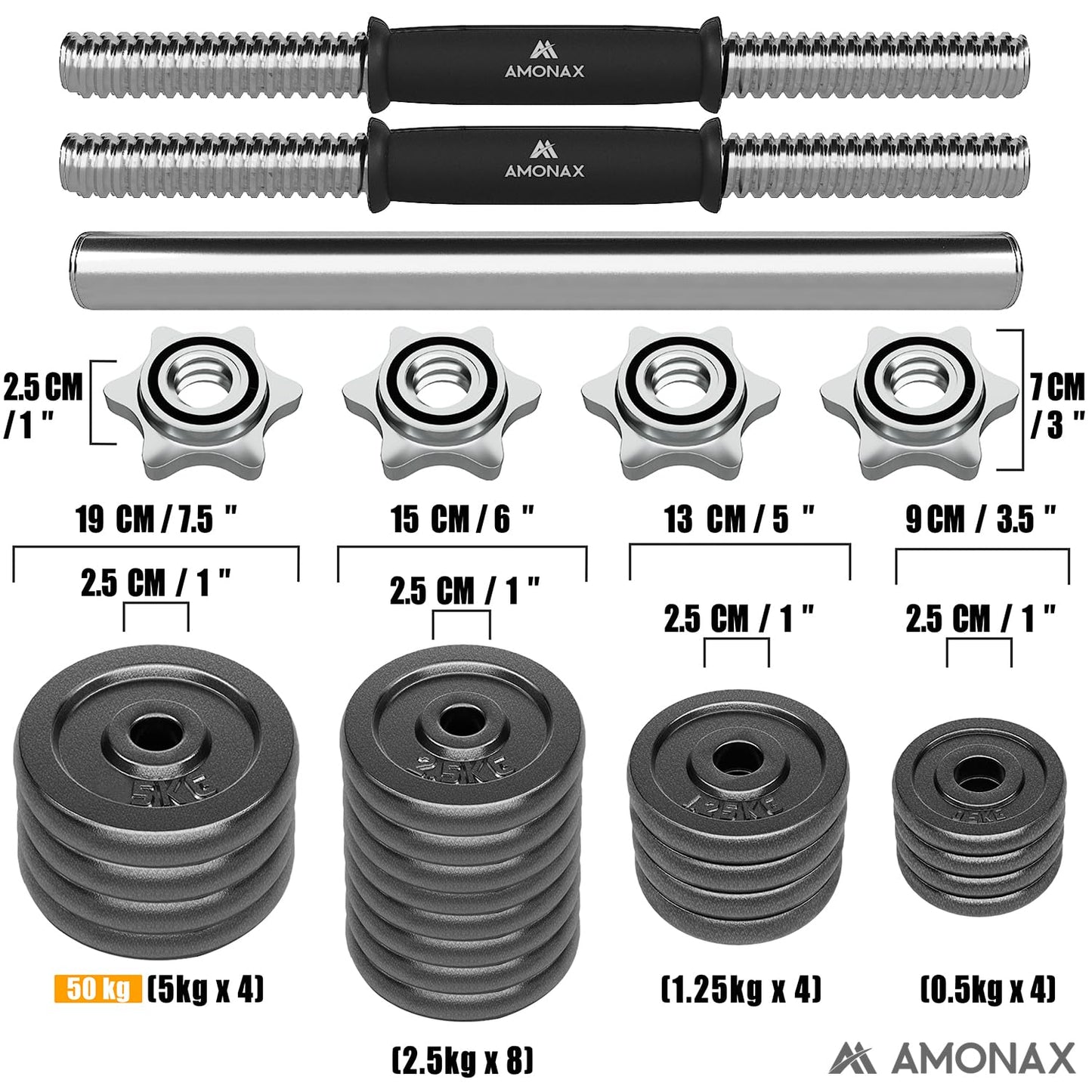 Amonax 20kg 30kg Cast Iron Adjustable Dumbbells