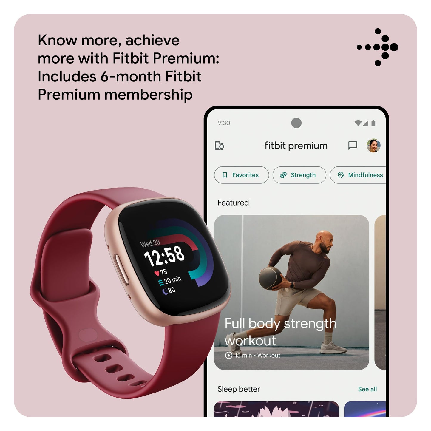 Google Fitbit Versa 4 Fitness Smartwatch with built-in GPS and up to 6 days battery life - compatible with iOS 15 or higher & Android OS 9.0 or higher