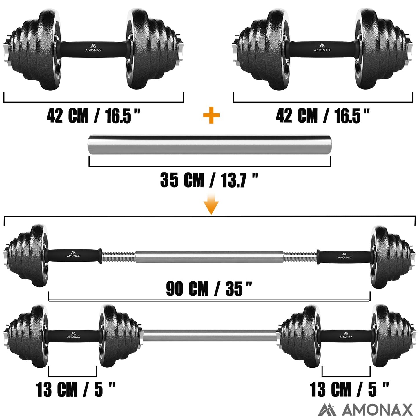 Amonax 20kg 30kg Cast Iron Adjustable Dumbbells