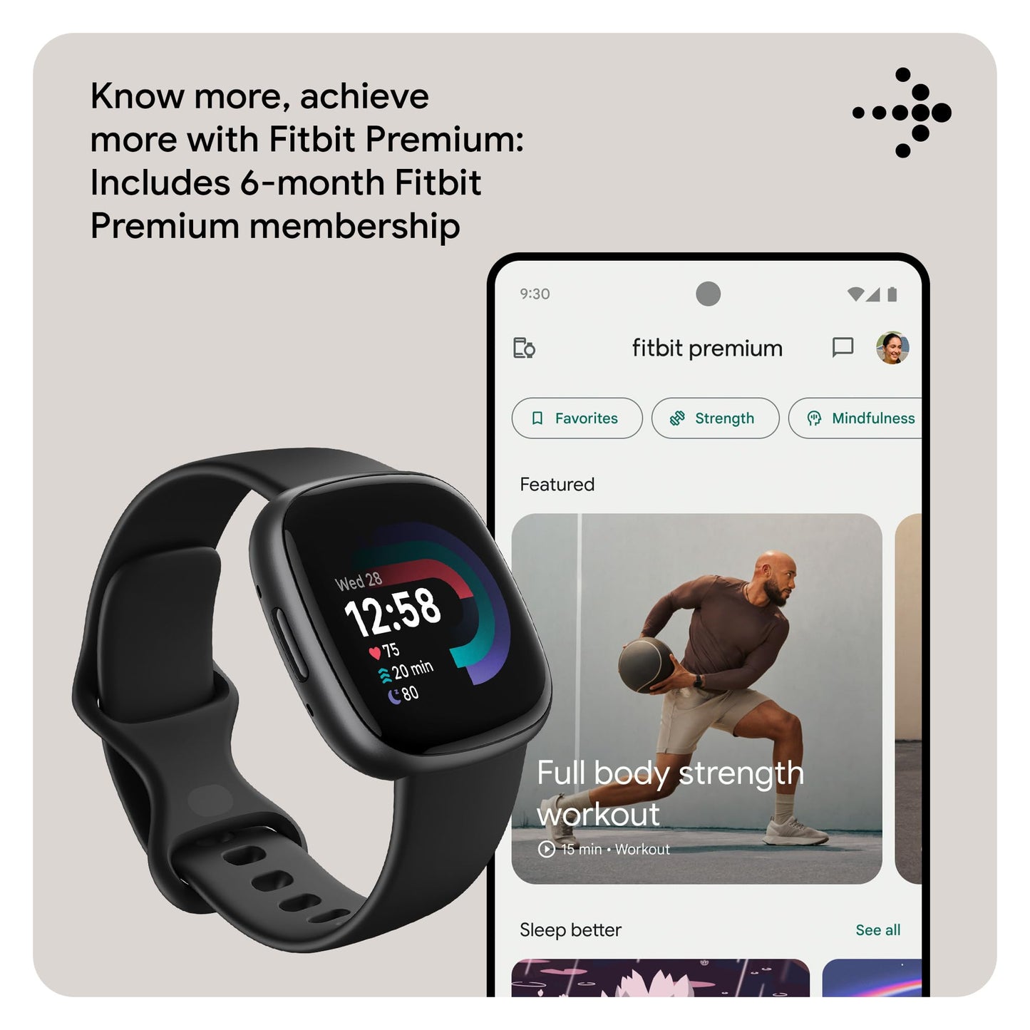 Google Fitbit Versa 4 Fitness Smartwatch with built-in GPS and up to 6 days battery life - compatible with iOS 15 or higher & Android OS 9.0 or higher